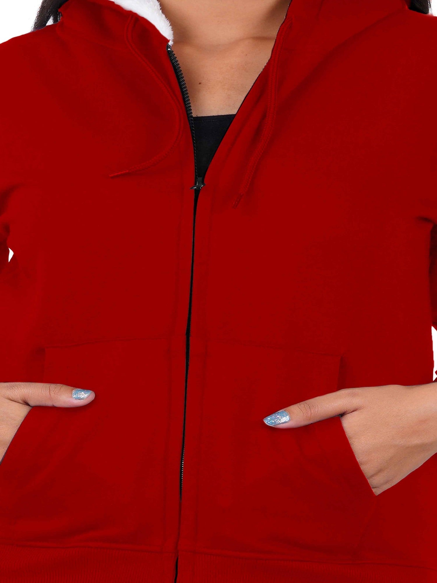 Women's Hoodie with Furr : Red