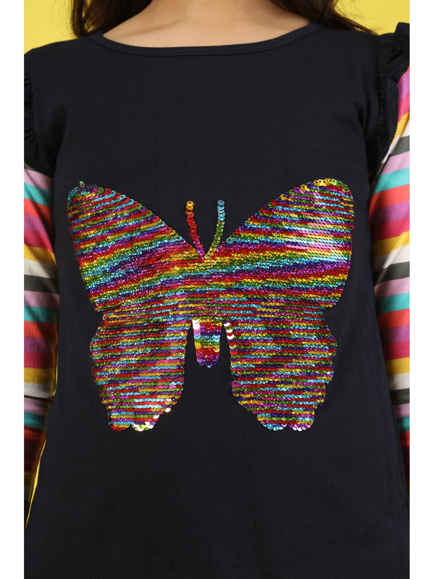 Long t-Shirt for Girls Full Sleeve Tops Black