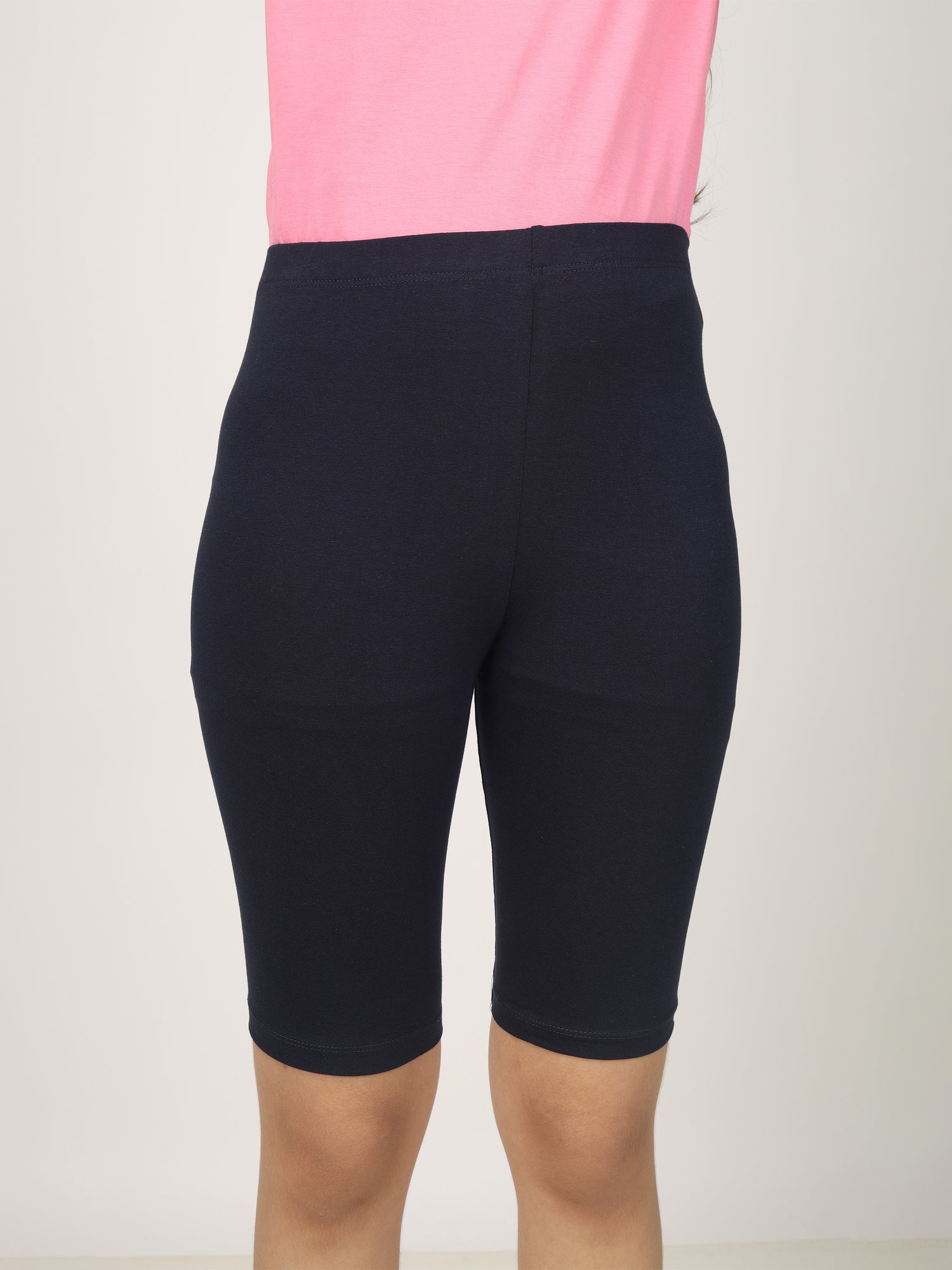 Girl's-Stretchable Navy Blue Cycling Shorts
