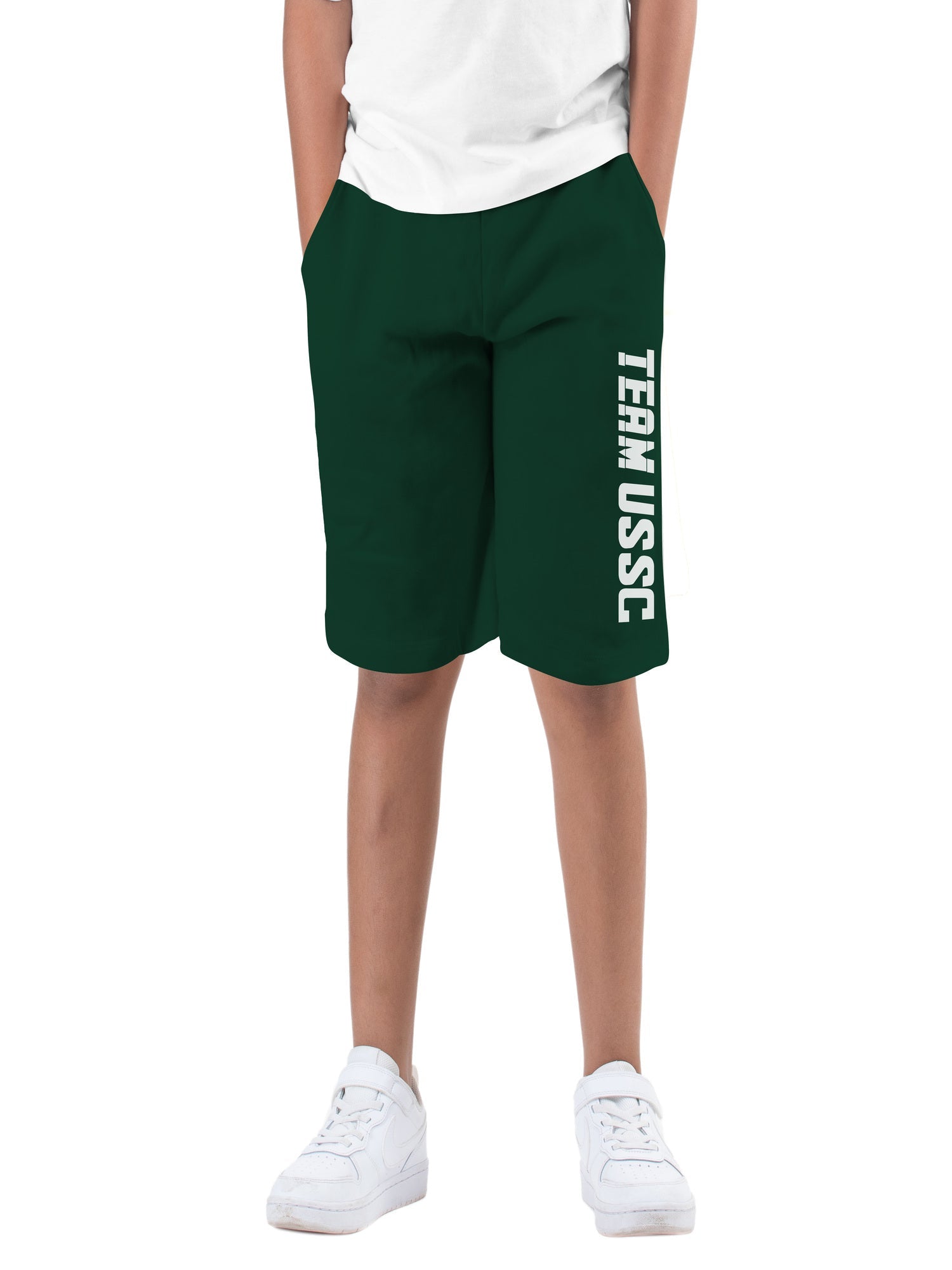 Boys Green Cotton Printed Bermuda USSC Shorts