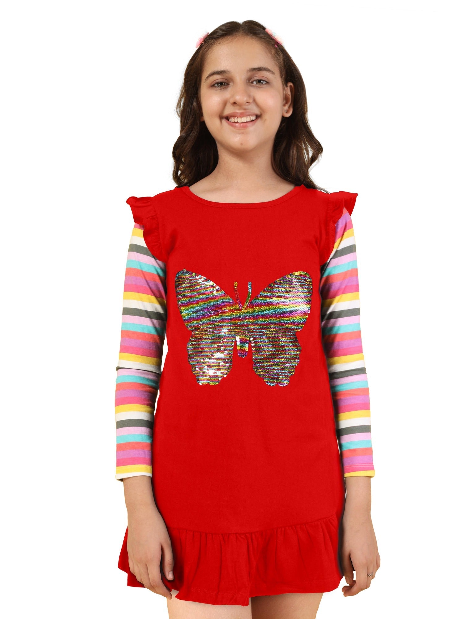 Long t-Shirt for Girls Full Sleeve Tops Red