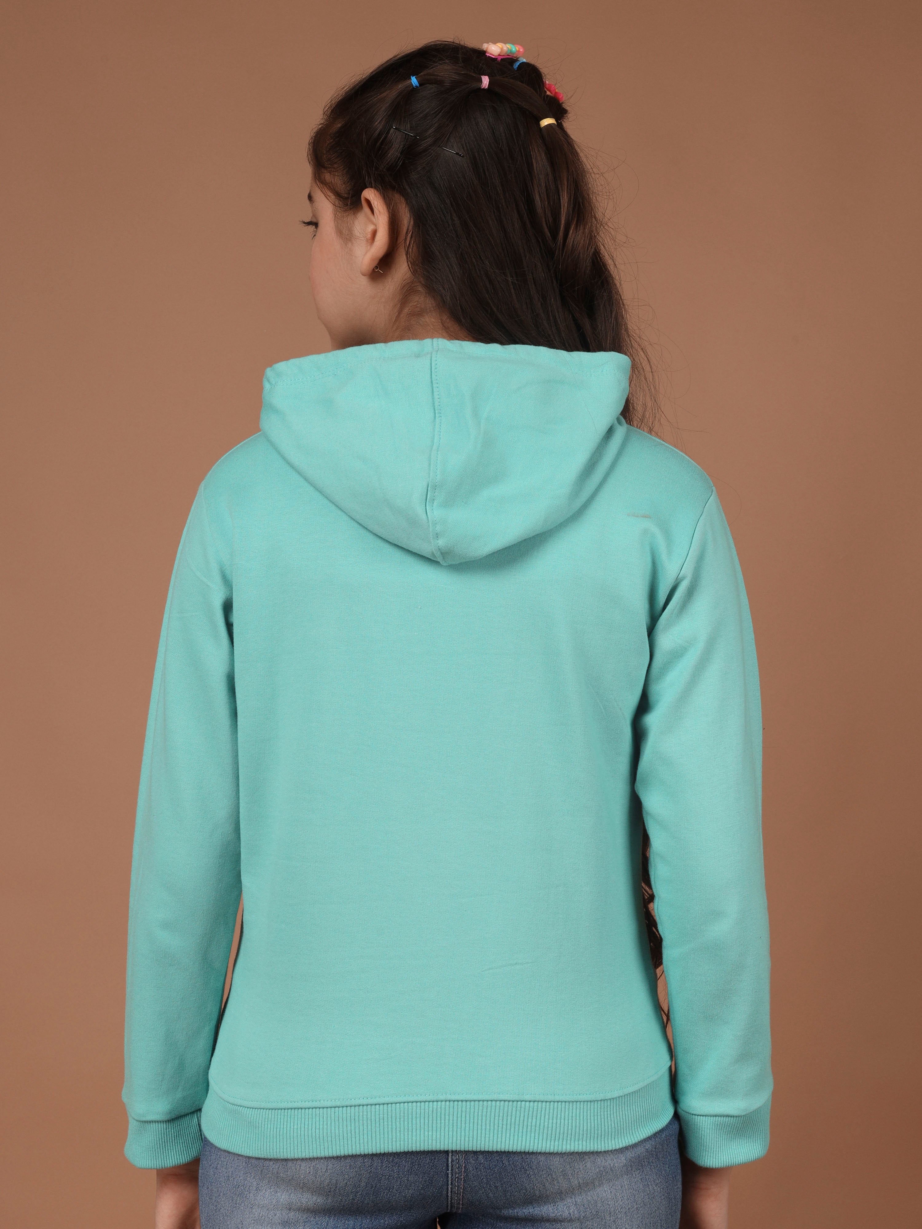 Girls Cotton Hooded Neck Hoodies - Sky Blue