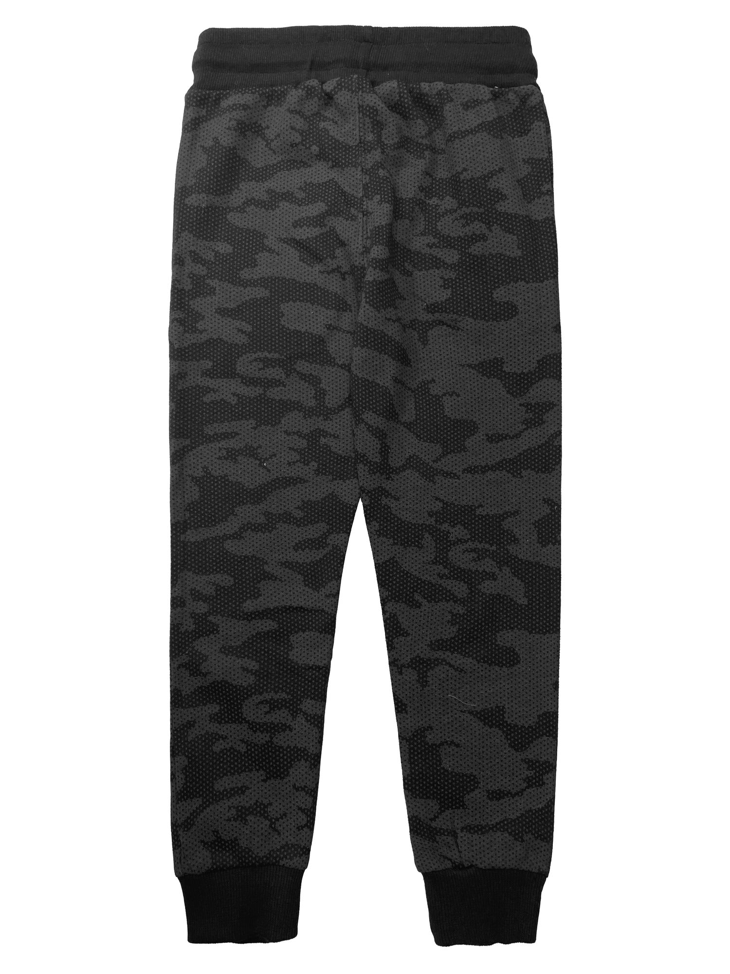 Girls Cotton Printed Camouflage Track Pants - Black