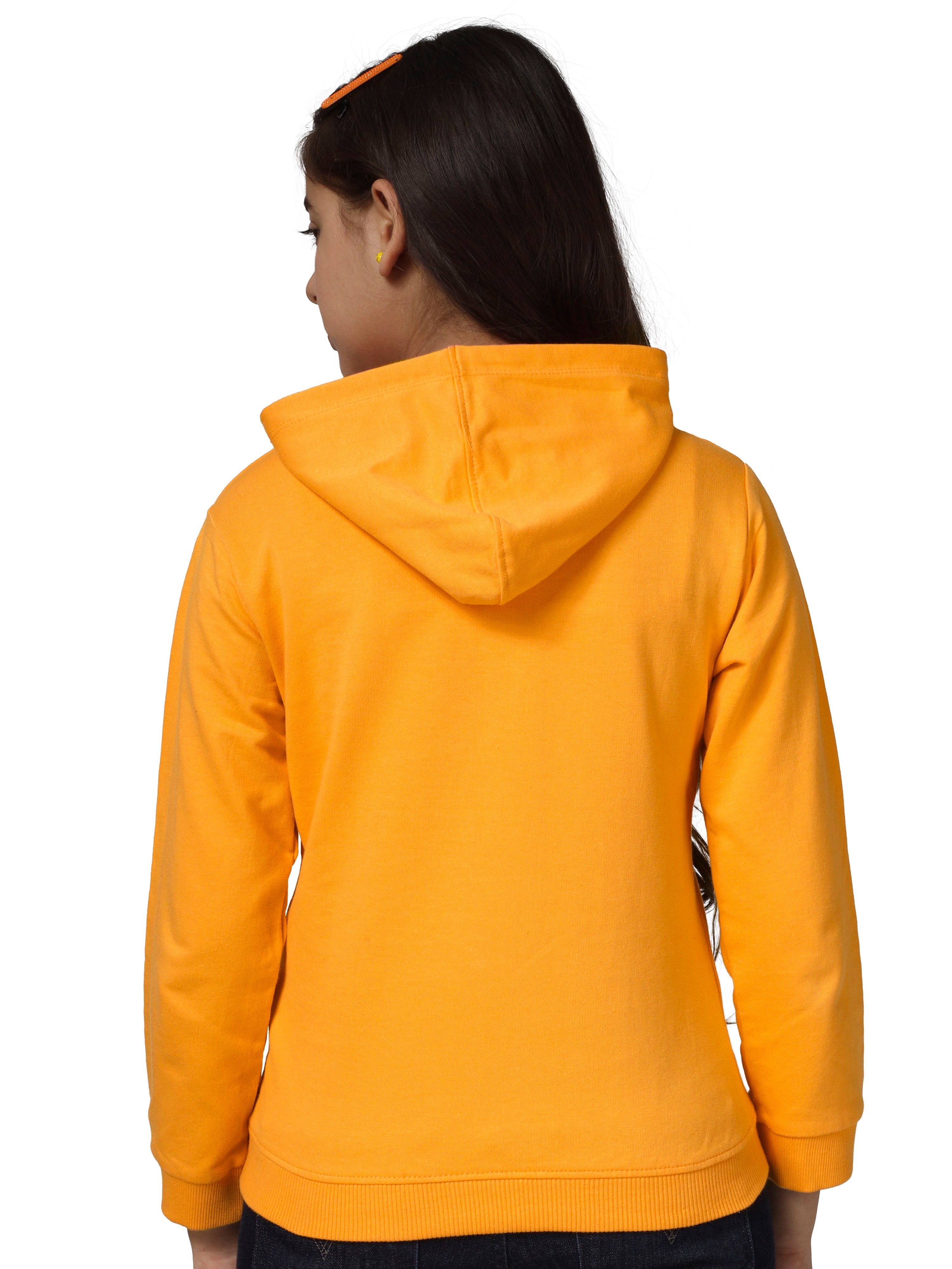 Girls Cotton Hooded Neck Hoodies - Yellow