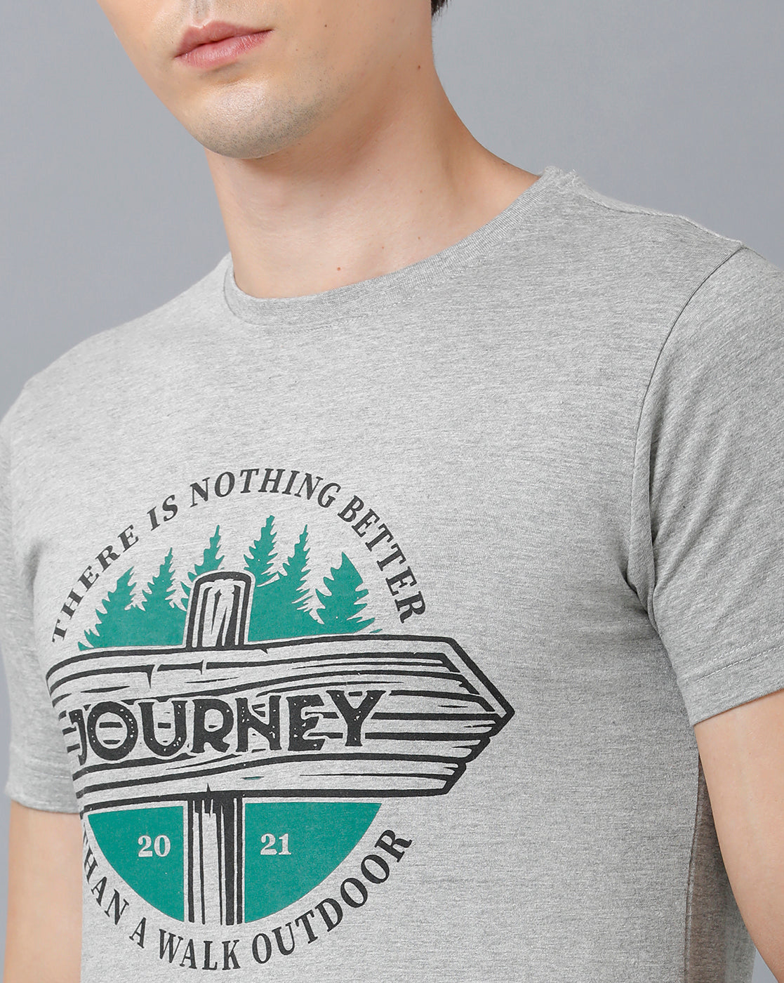 Mens Printed Multicolor Melange T-Shirt