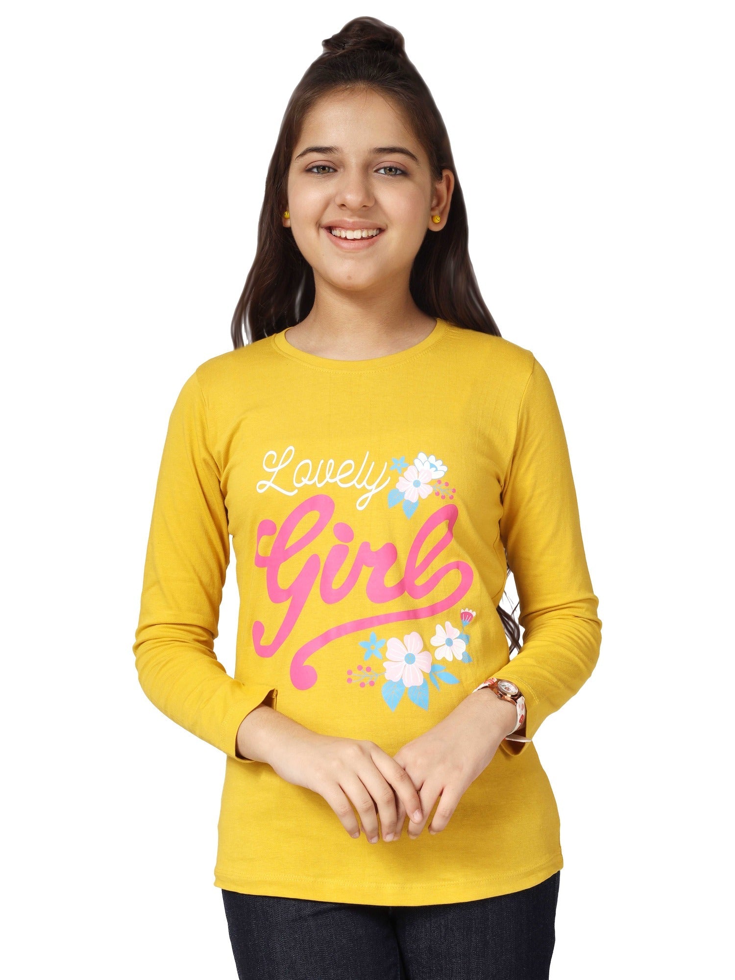 Girls Cotton Printed Full Sleeve T-Shirt - ? (Pack of 3)