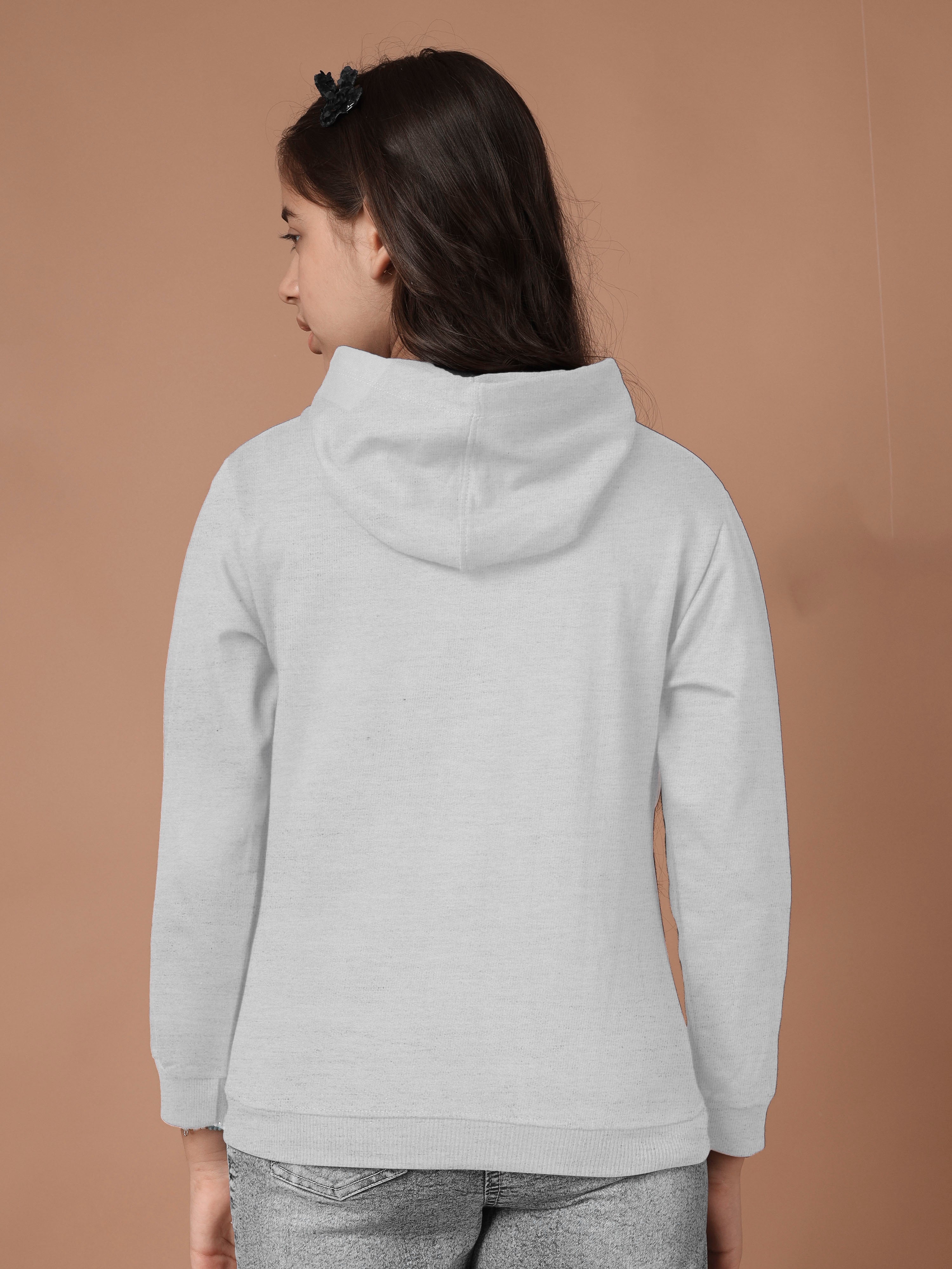 Girls Cotton Hooded Neck Hoodies - Grey