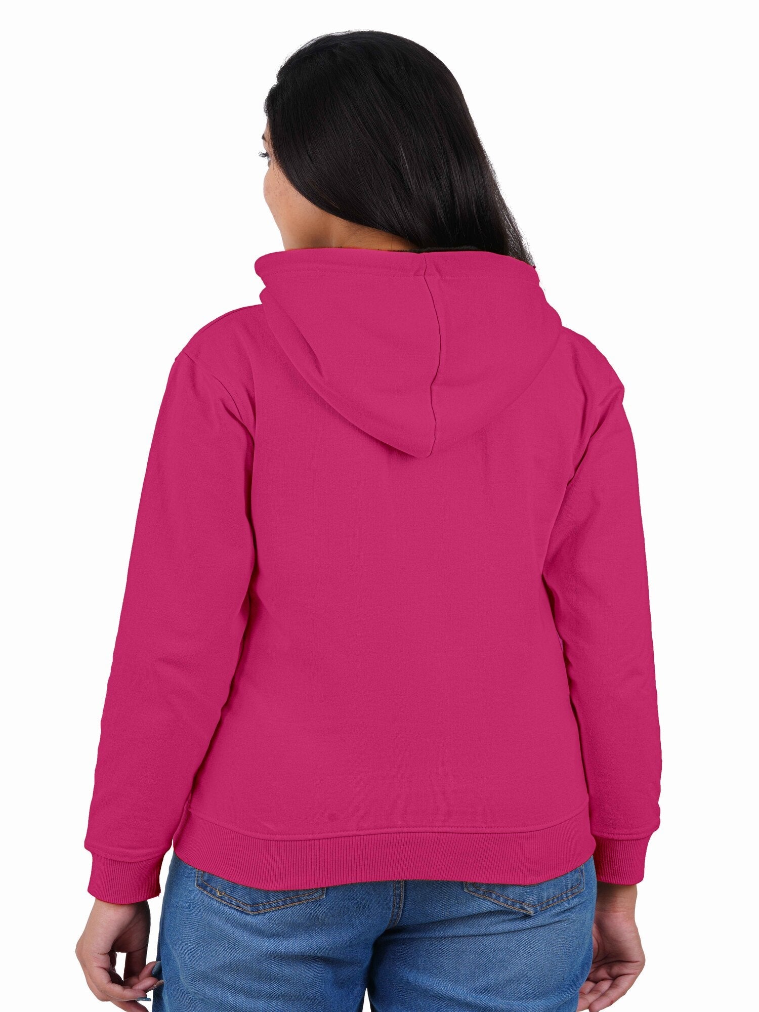 Women's Hoodie with Furr : Dark Pink