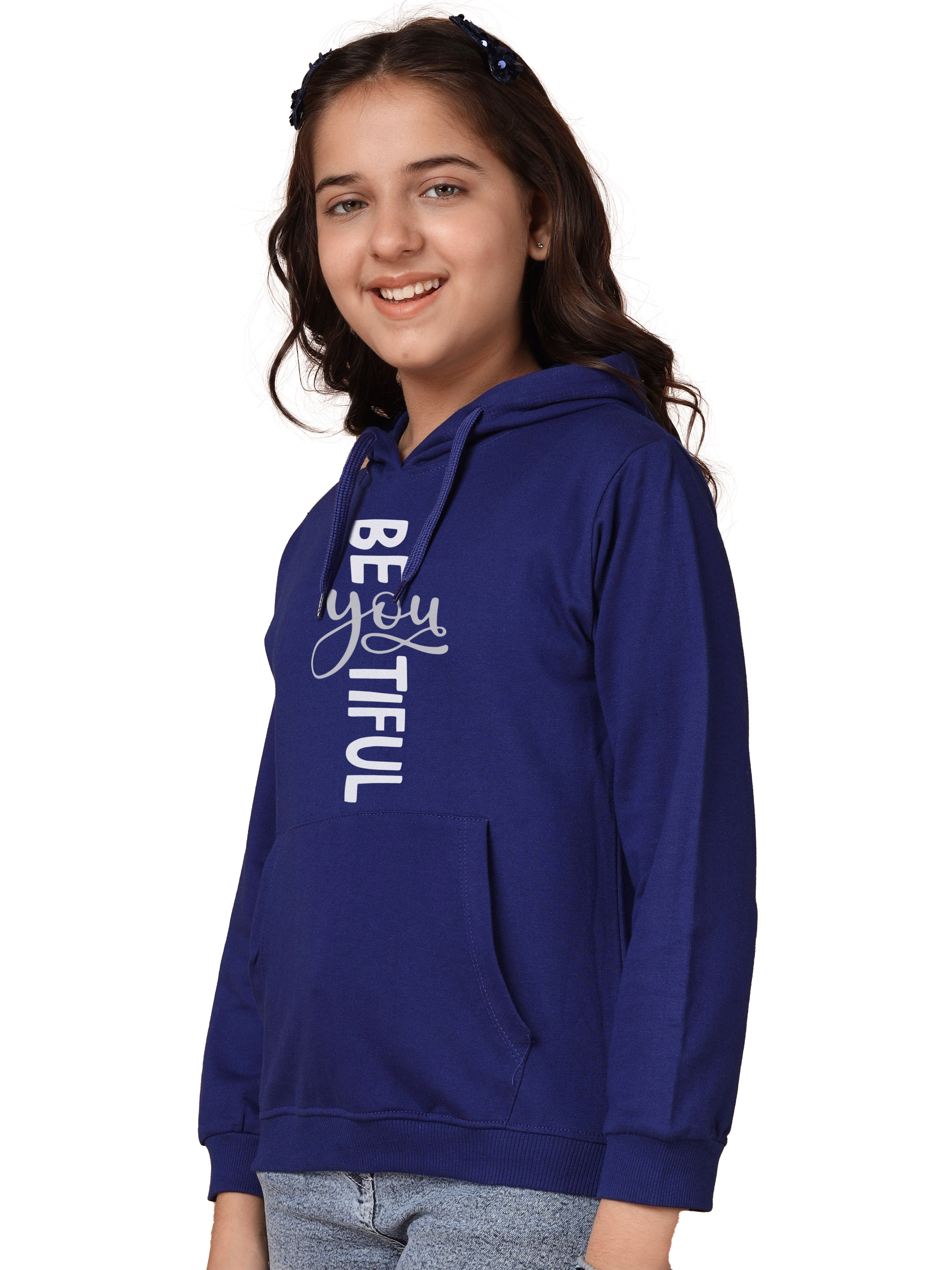 Girls Cotton Hooded Neck Hoodies - Brown