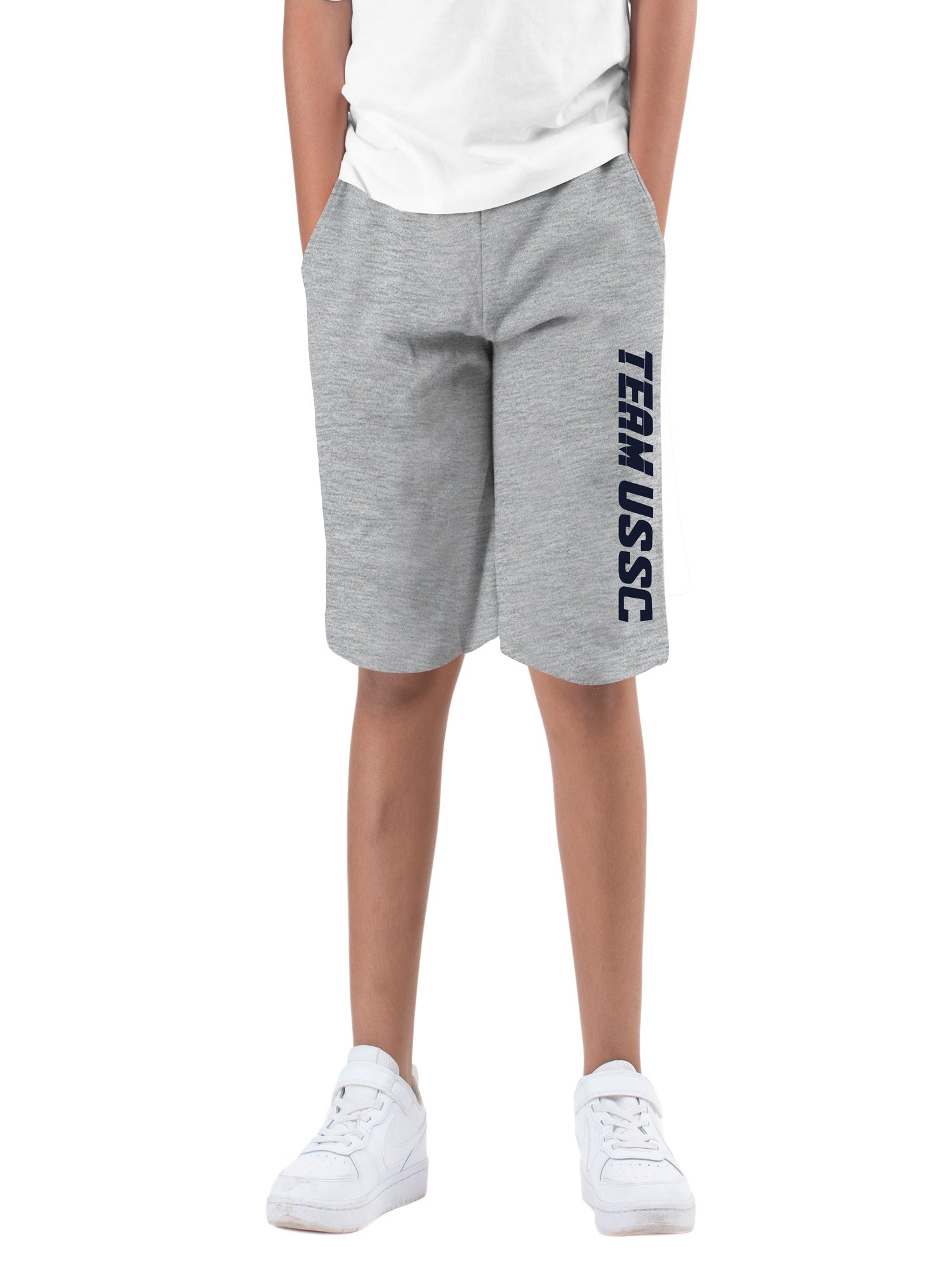 Boys Grey Cotton Printed Bermuda USSC Shorts