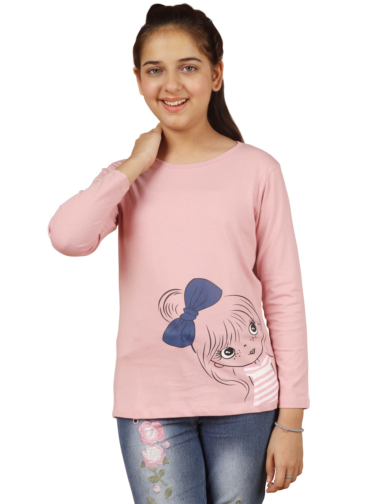 Girls Bio Washed Full Sleeve T-Shirt (Pack of 3)