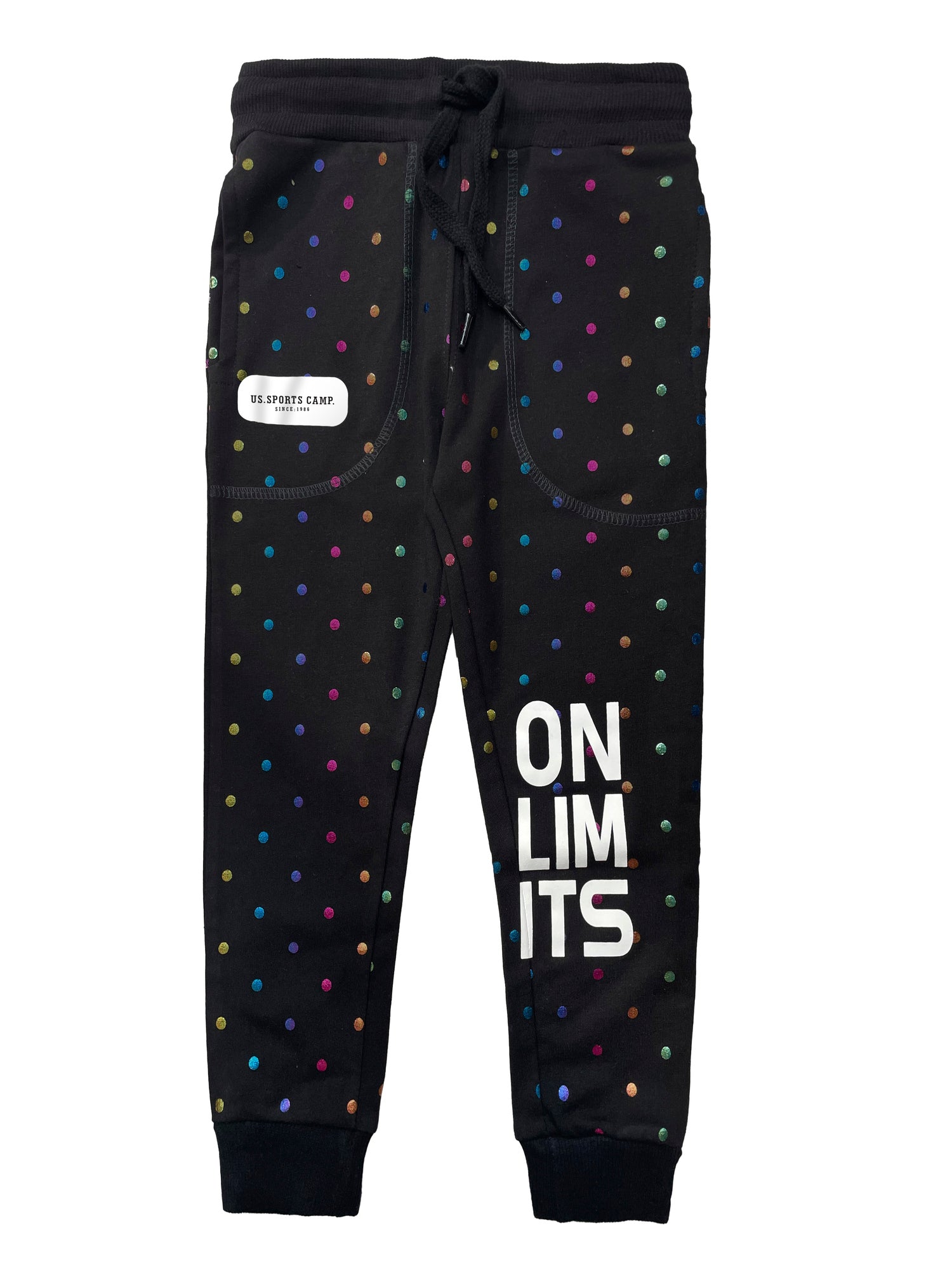 Girls Cotton Printed Camouflage Track Pants - Black