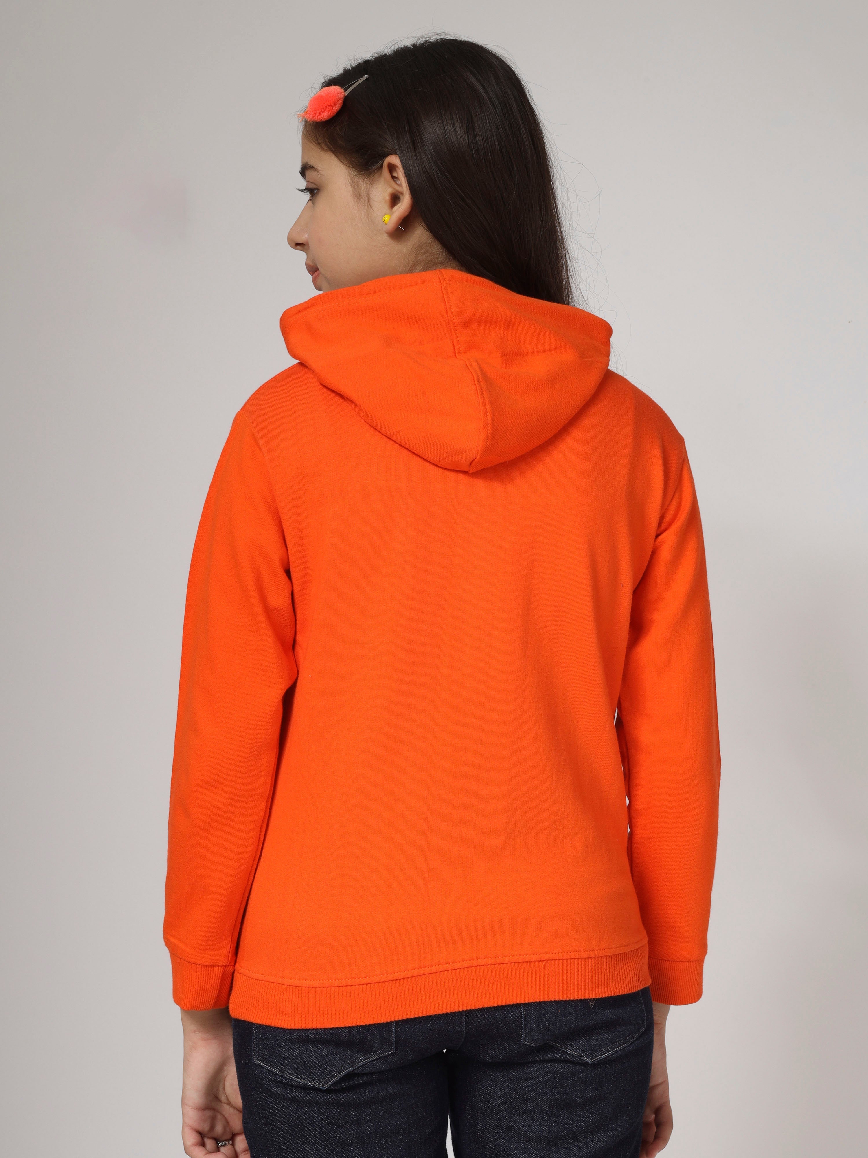 Girls Cotton Hooded Neck Hoodies - Dark Orange