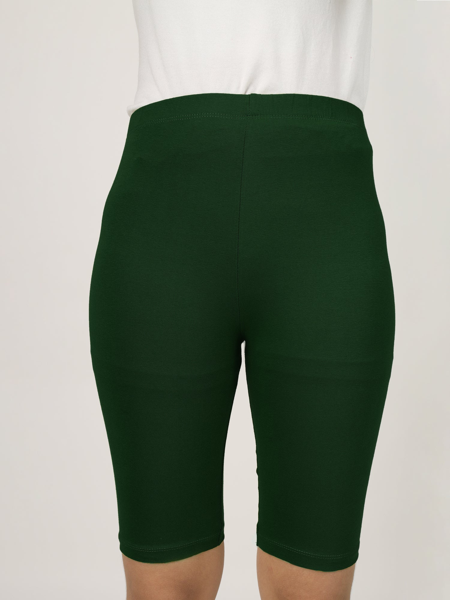 Girl's-Stretchable Bottle Green Cycling Shorts