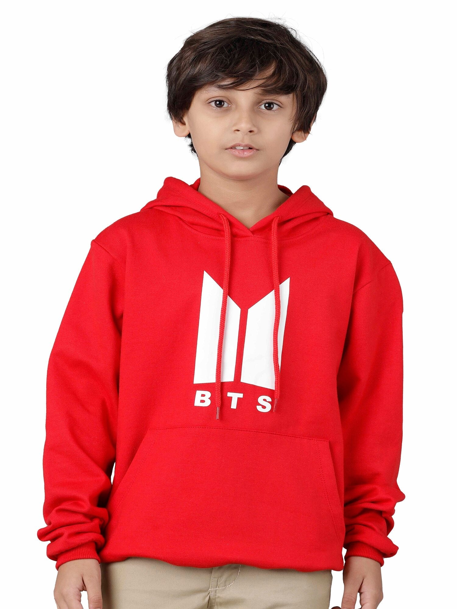 Boys Cotton Hooded Neck Sweatshirt - Red