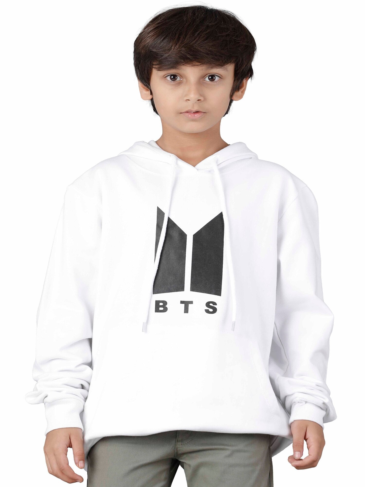 Boys Cotton Hooded Neck Sweatshirt- Grey