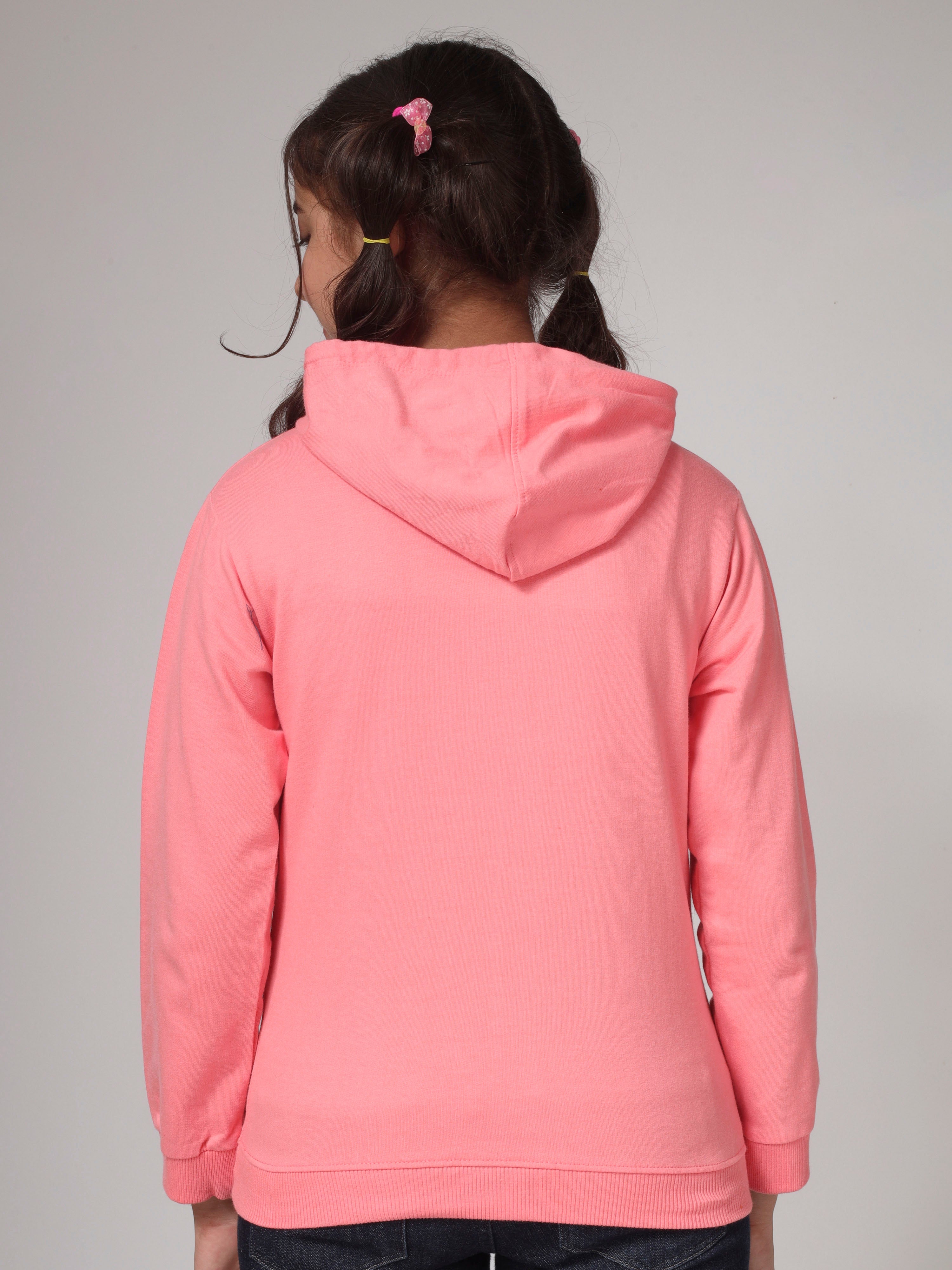 Girls Cotton Hooded Neck Hoodies - Pink