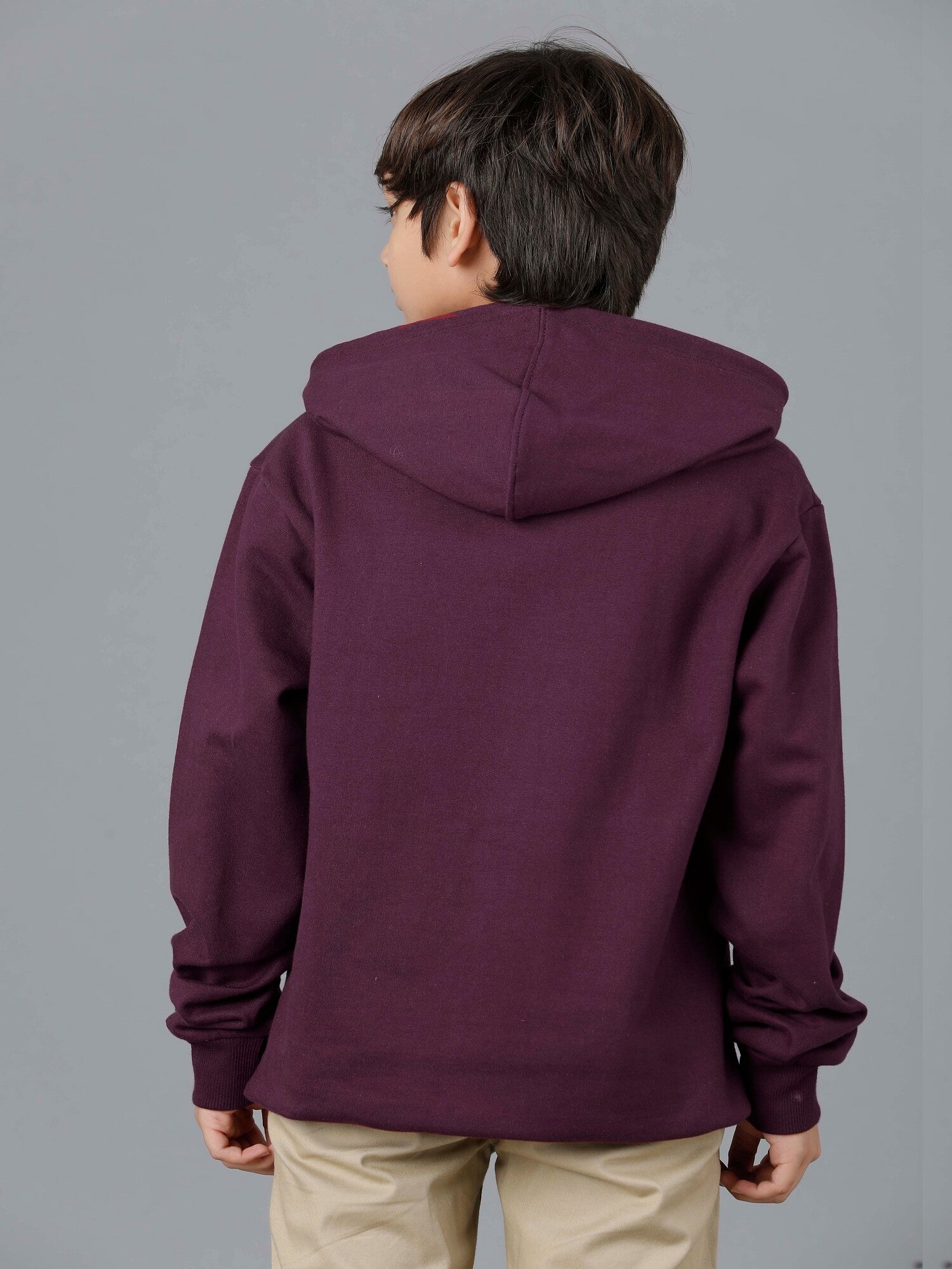 Boys Cotton Hooded Neck Brown Hoodies