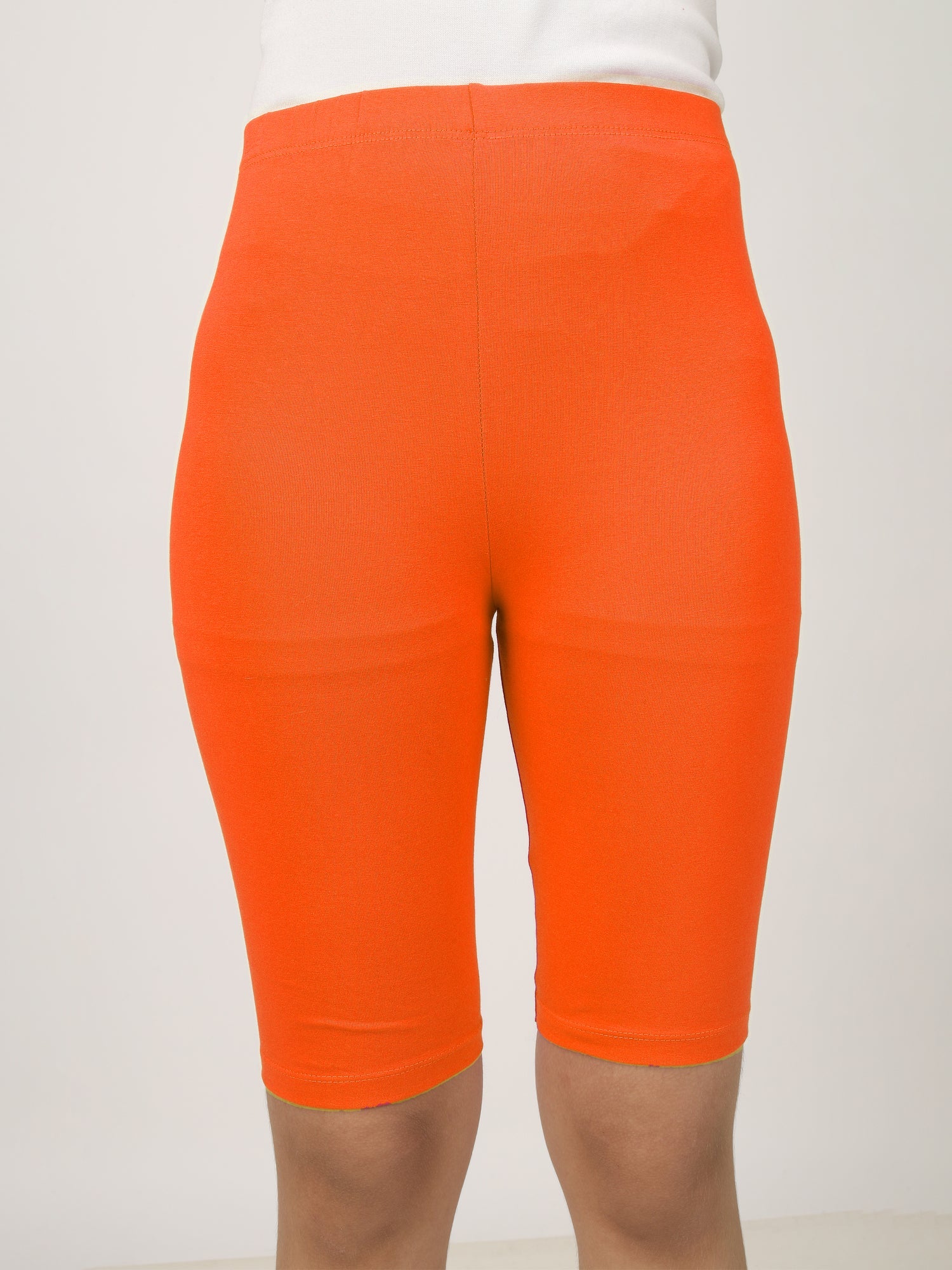 Girl's-Stretchable Orange Cycling Shorts