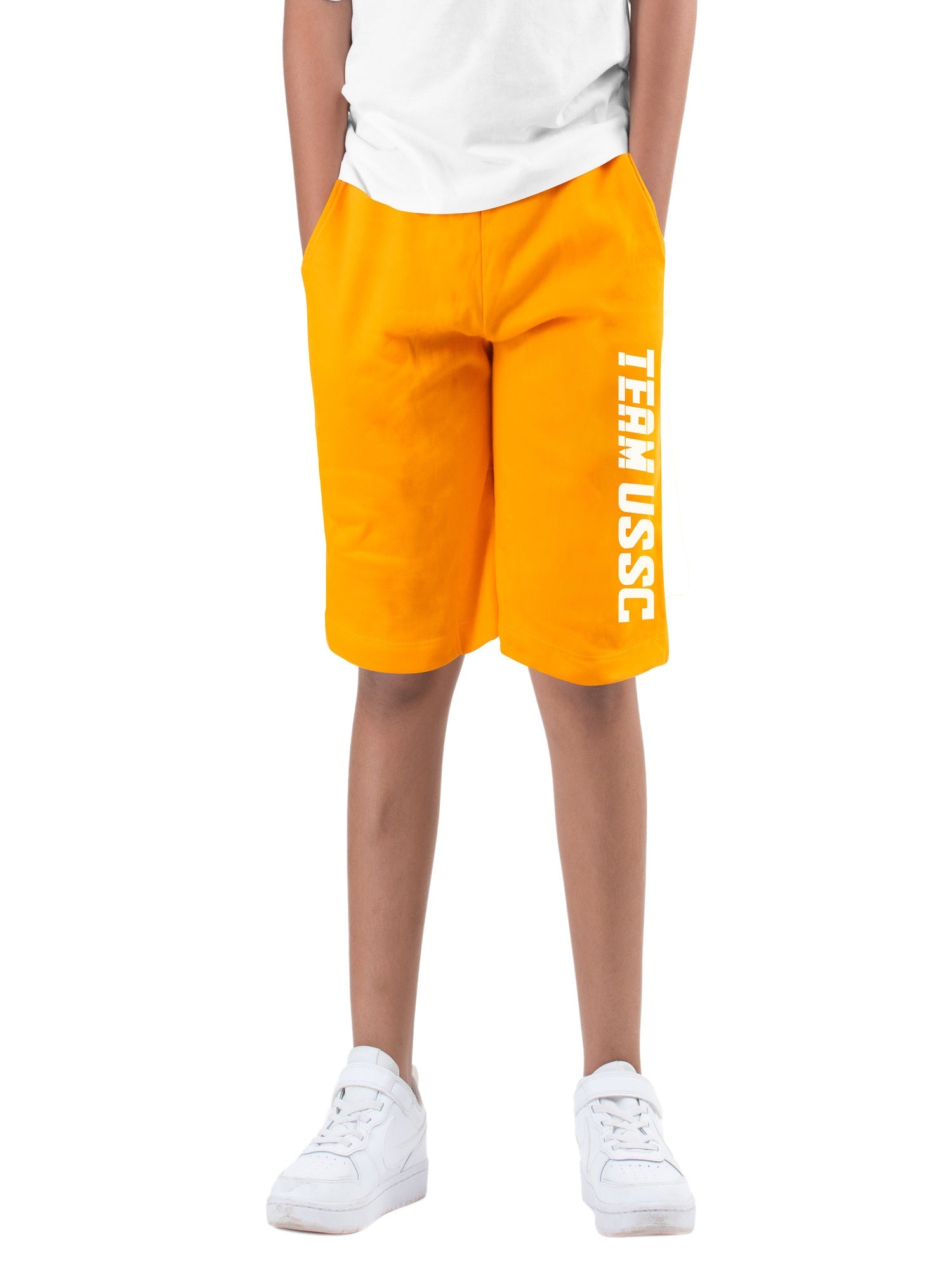 Boys Yellow Cotton Printed Bermuda USSC Shorts