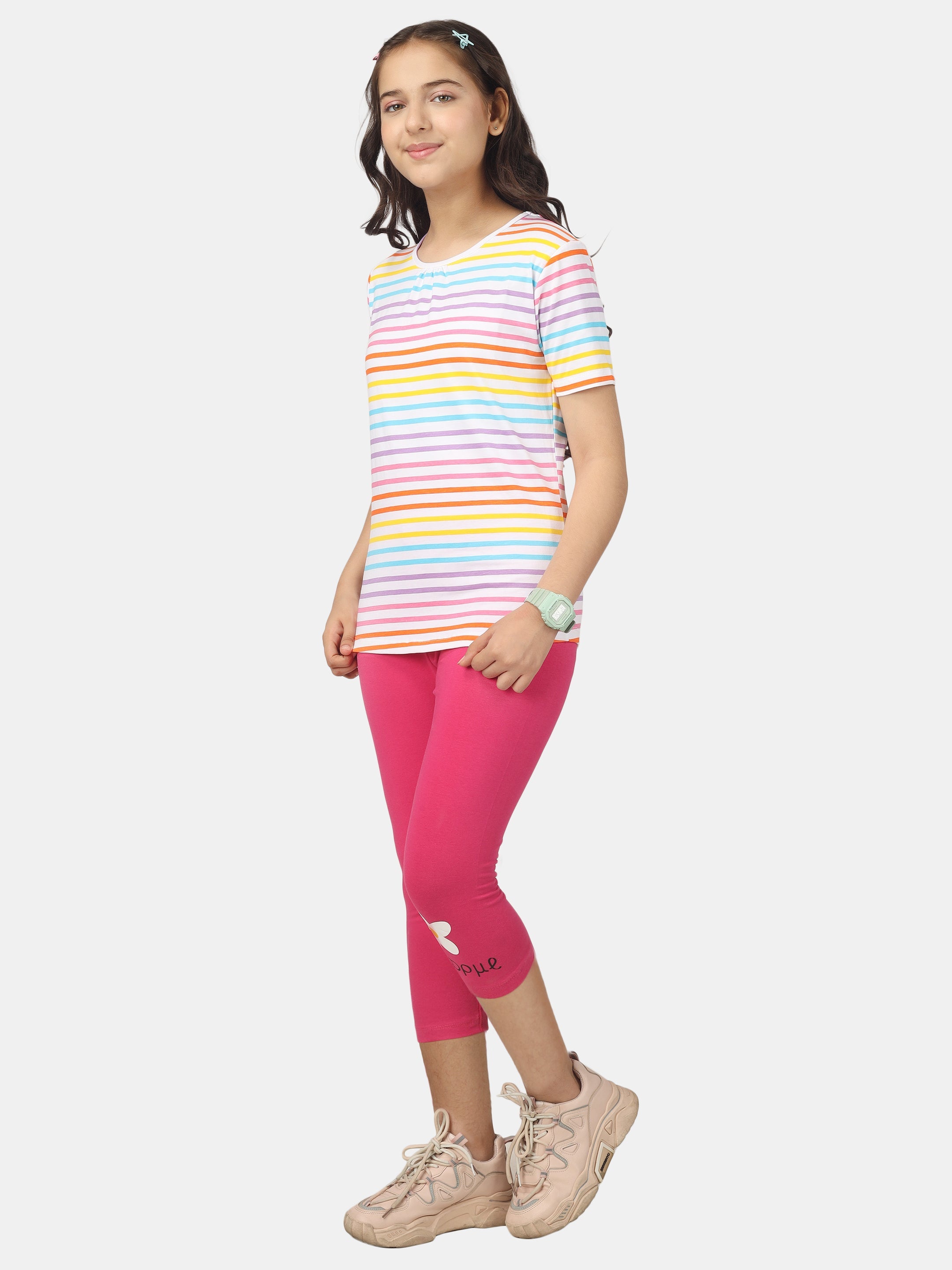 Girls Cotton Full Sleeve Printed Orange Tops (Pack of 3)
