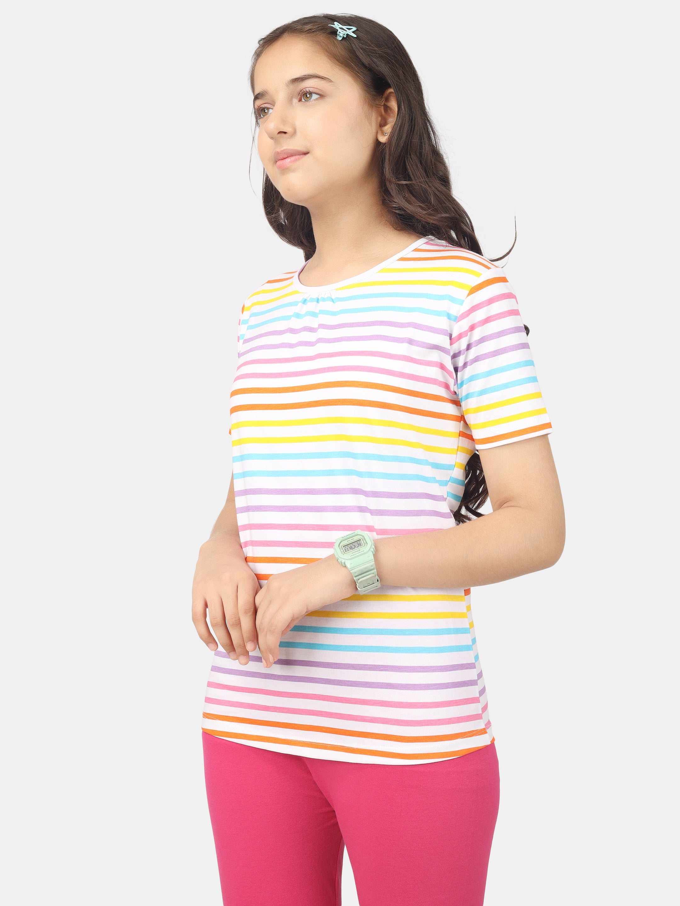 Girls Cotton Full Sleeve Printed Pink Tops (Pack of 3)