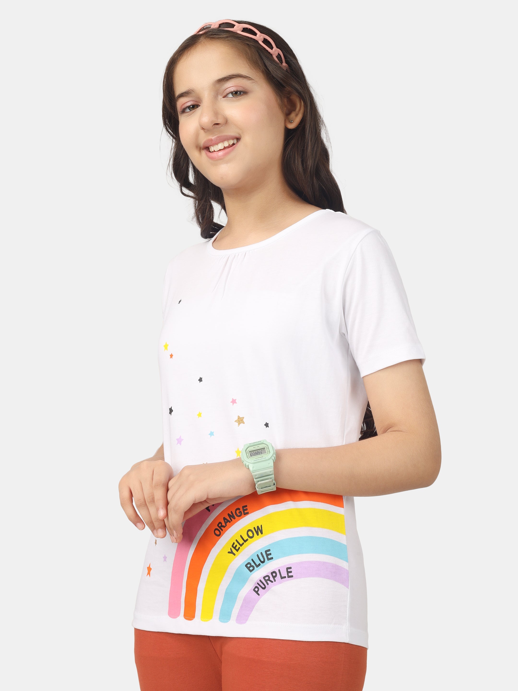 Girls Cotton Full Sleeve Printed Purple Tops (Pack of 3)