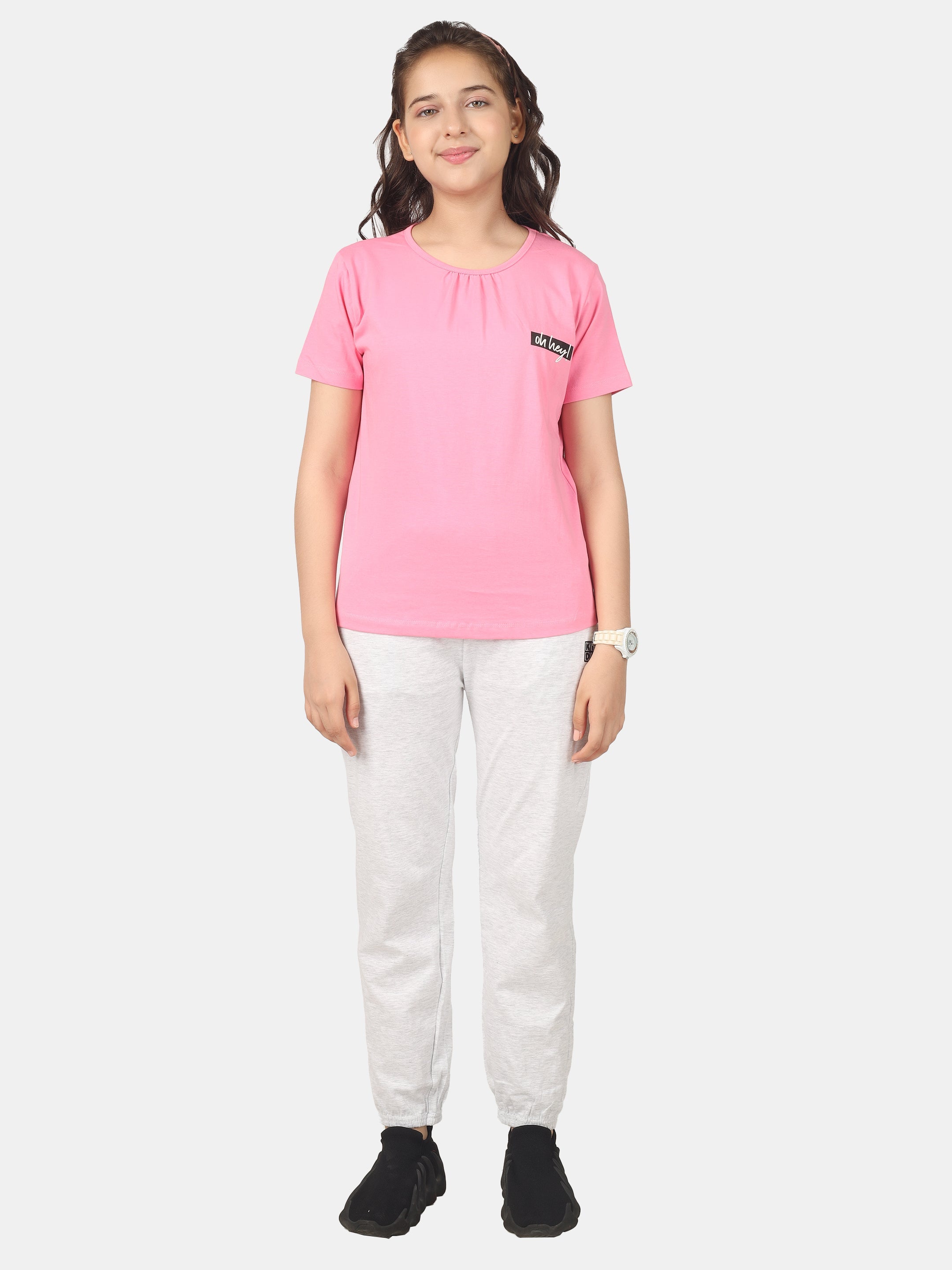 Girls Cotton Full Sleeve Printed Pink Tops (Pack of 3)