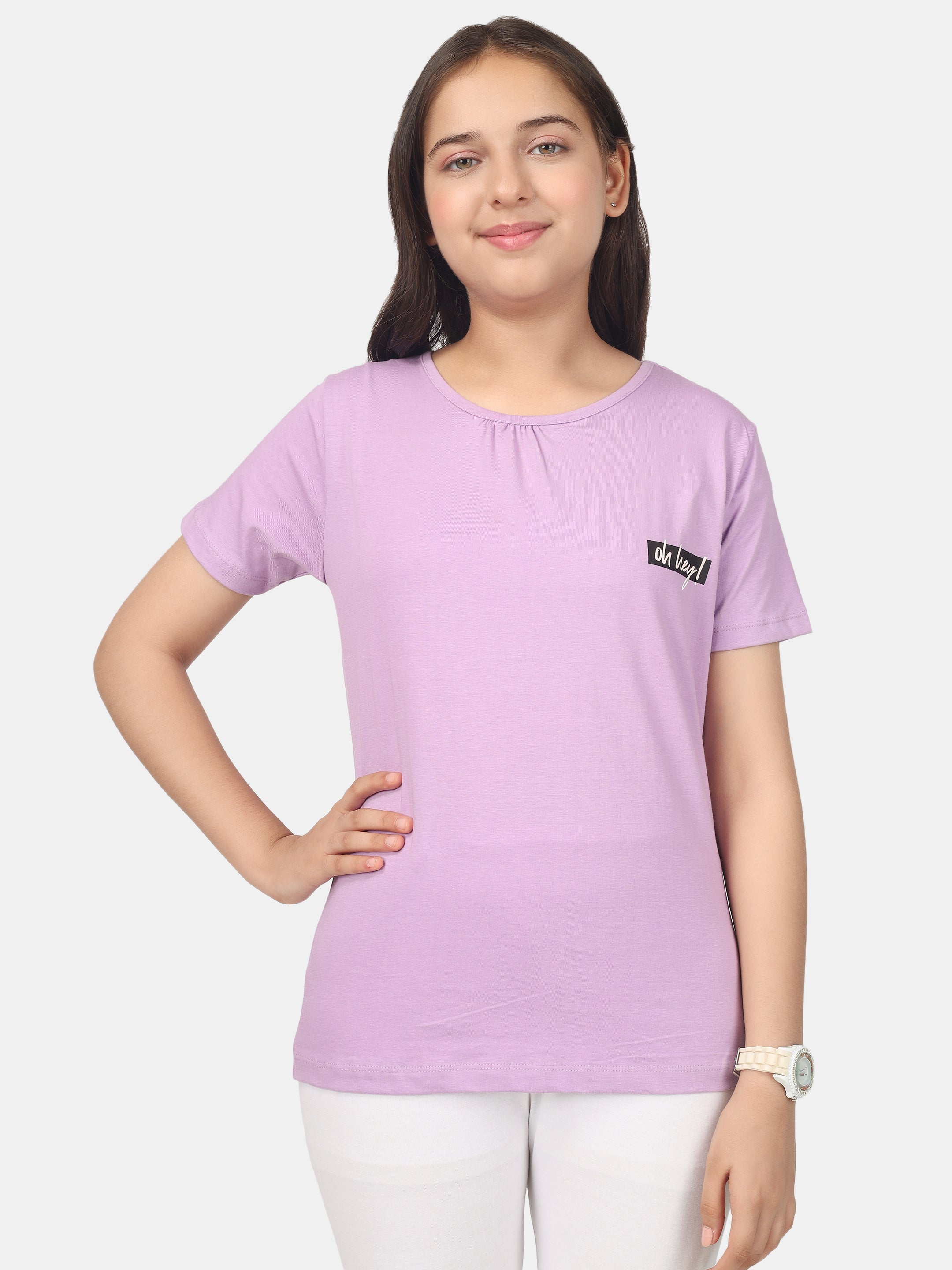 Girls Cotton Full Sleeve Printed Purple Tops (Pack of 3)