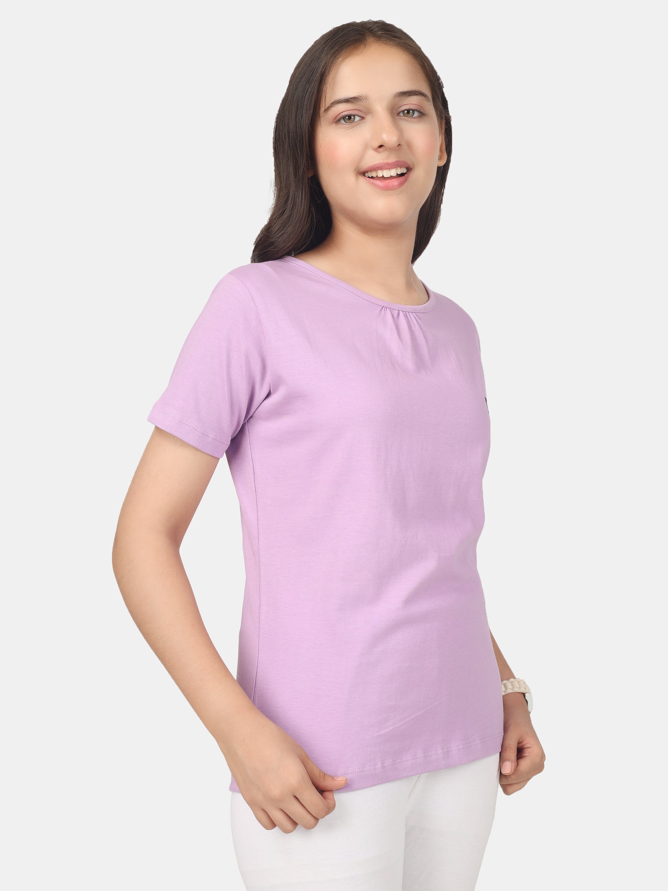 Girls Cotton Full Sleeve Printed Purple Tops (Pack of 3)