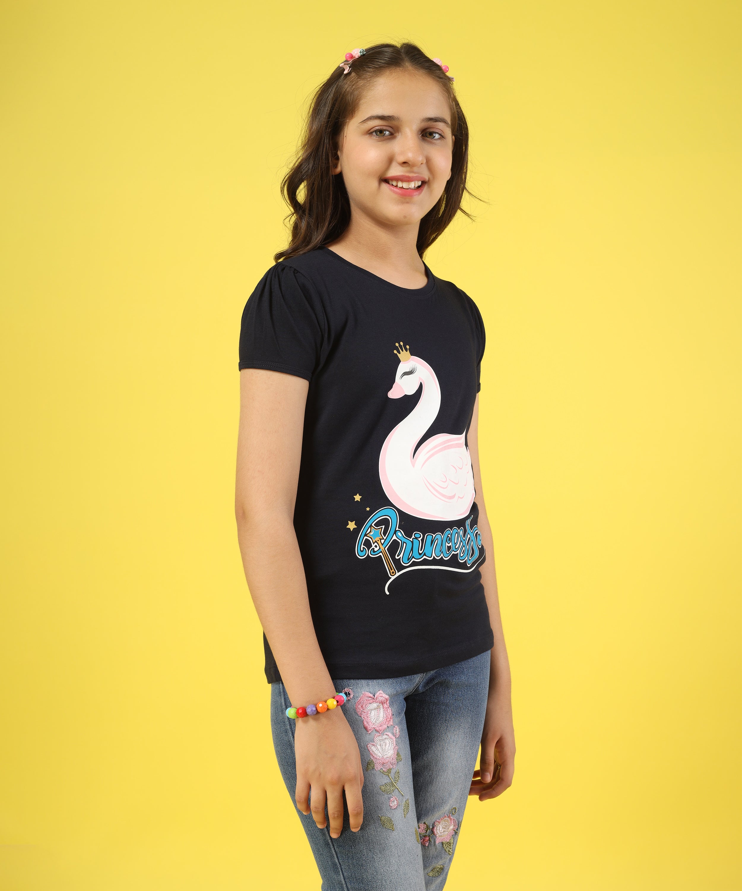 Girls Cotton Full Sleeve Sequence and Embroidery Tops - Multicolor