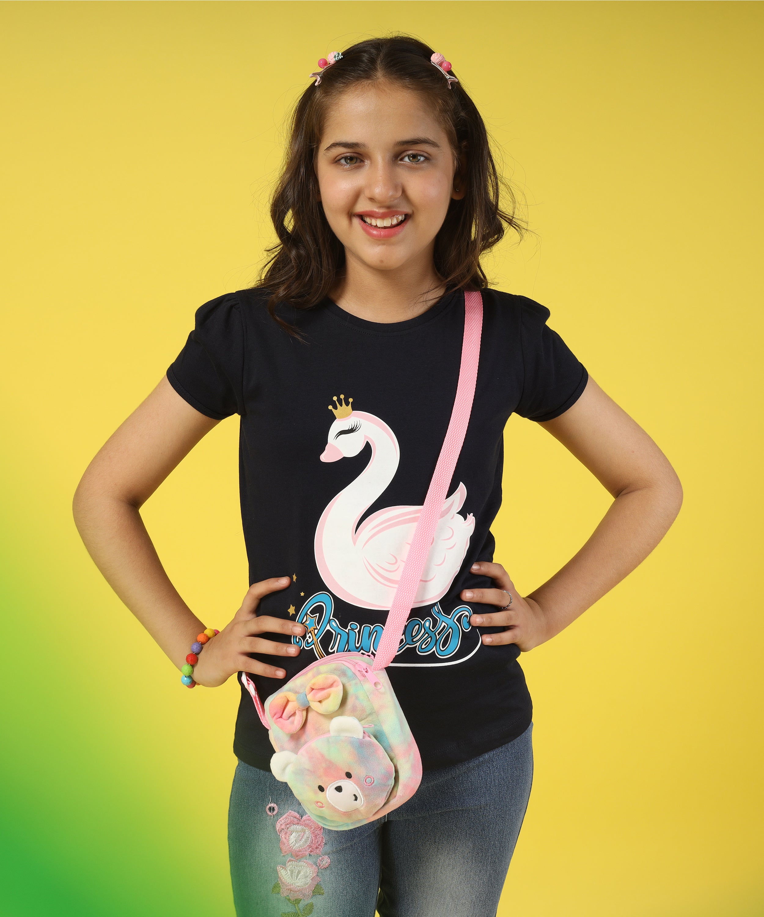 Girls Cotton Full Sleeve Sequence and Embroidery Tops - Multicolor