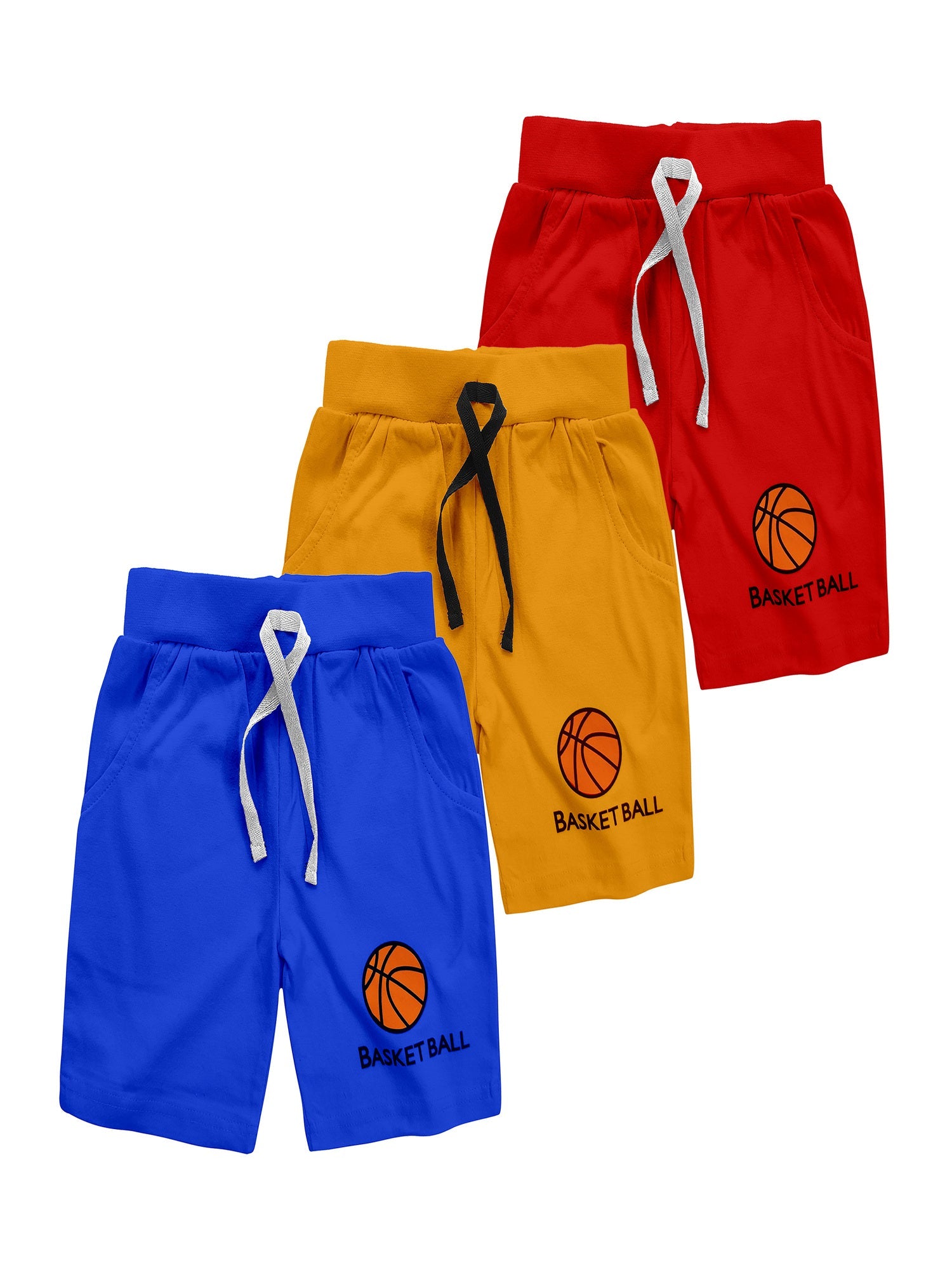 Kids Unisex Cotton Printed Shorts V1 (Pack of 3)