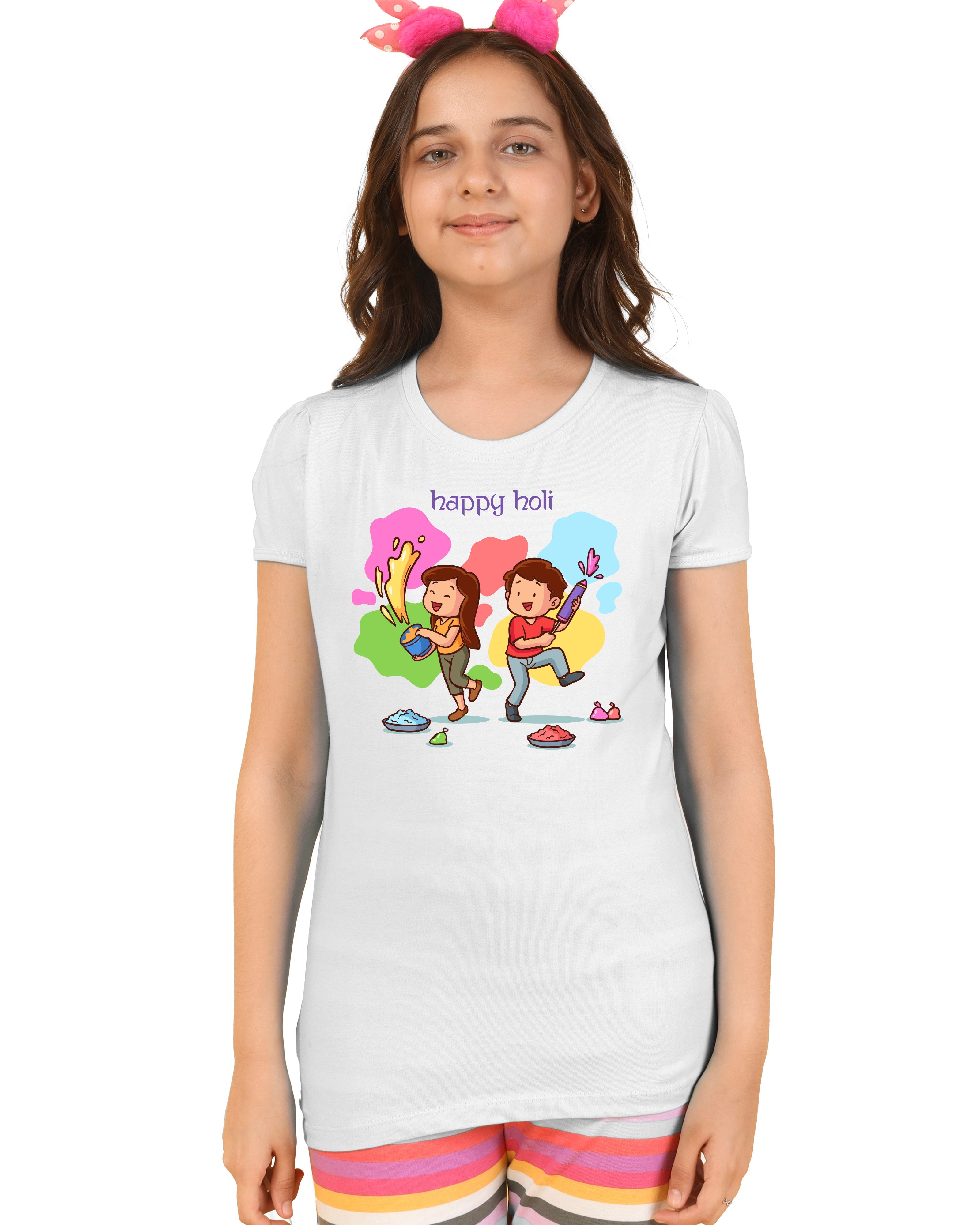 Girls Holi Printed T-Shirt