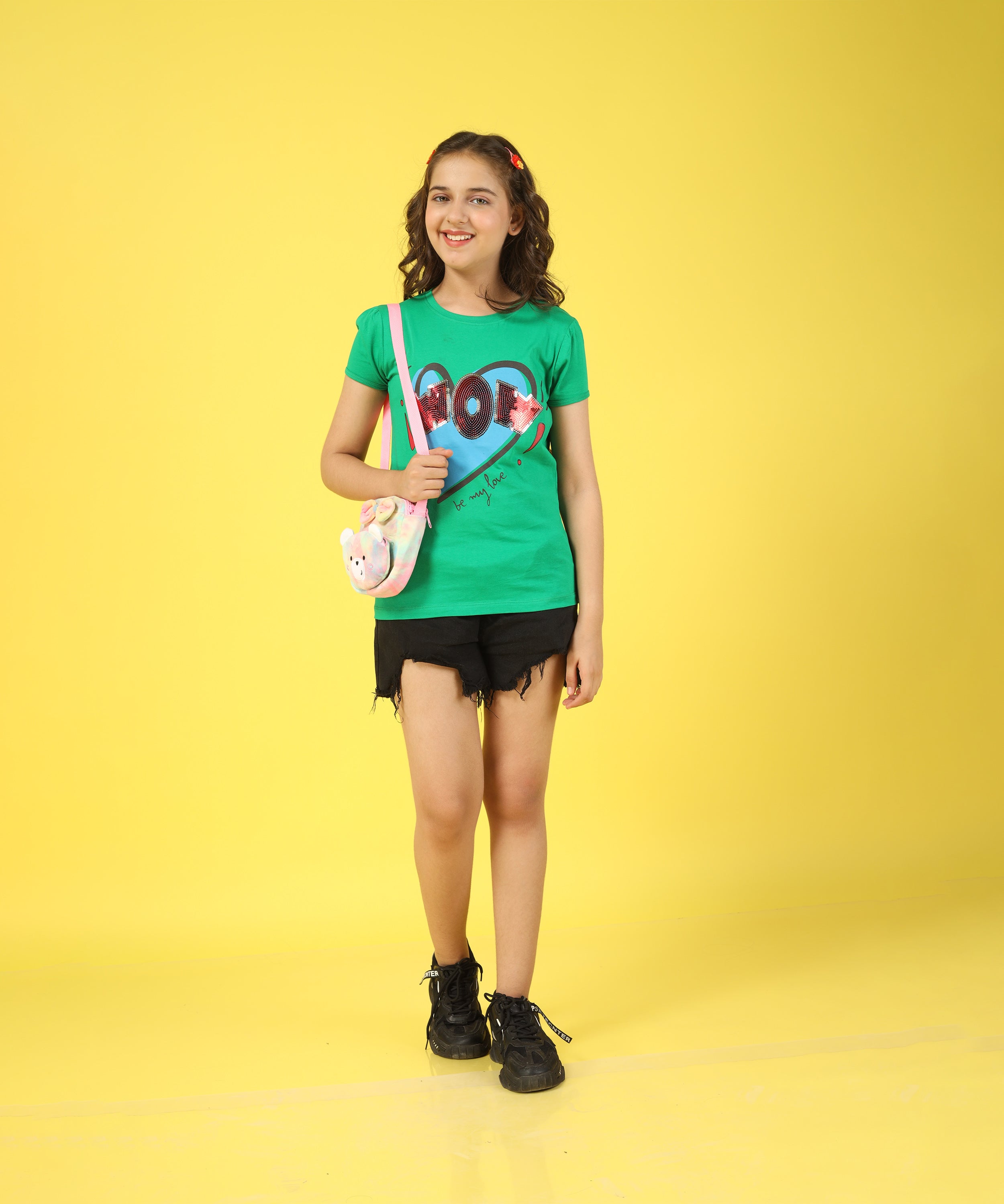 Girls Premium Half Sleeve T-shirt | Green