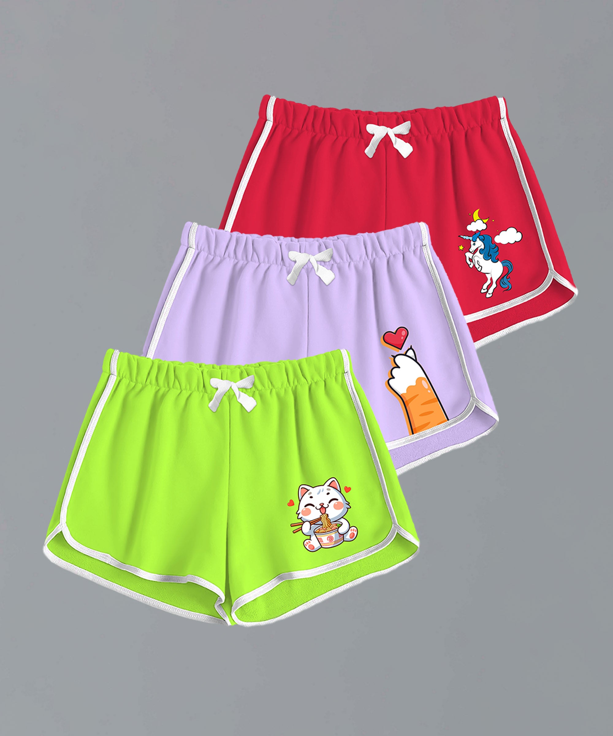 Girls Premium Printed Shorts (Pack of 3)