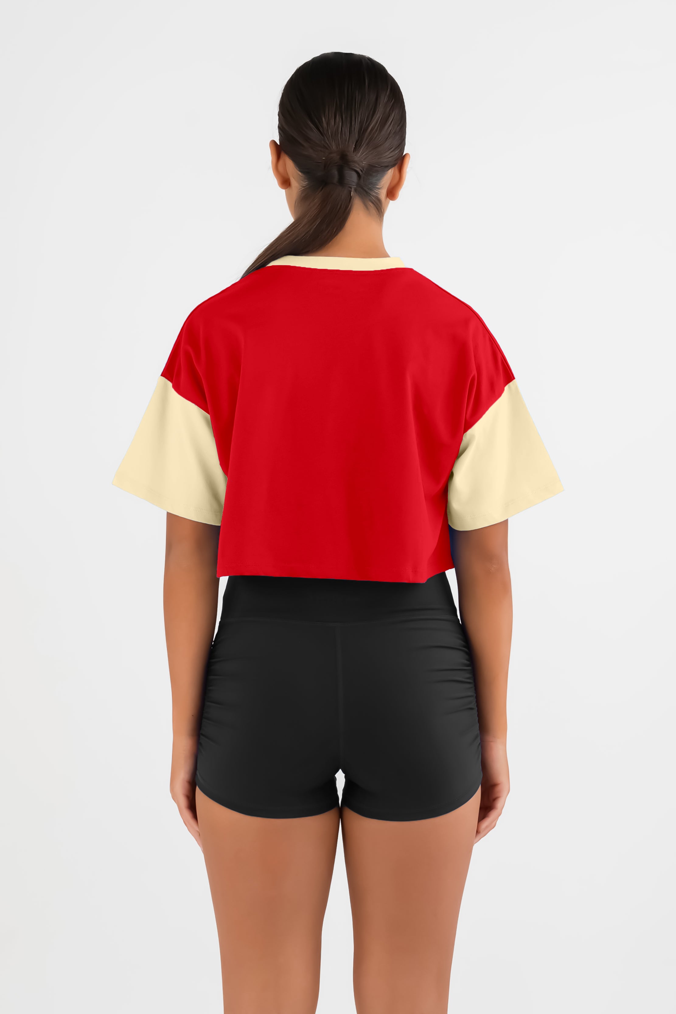 Girls 100% Cotton Printed Half Sleeve Stylish Crop Top T-Shirt-Red