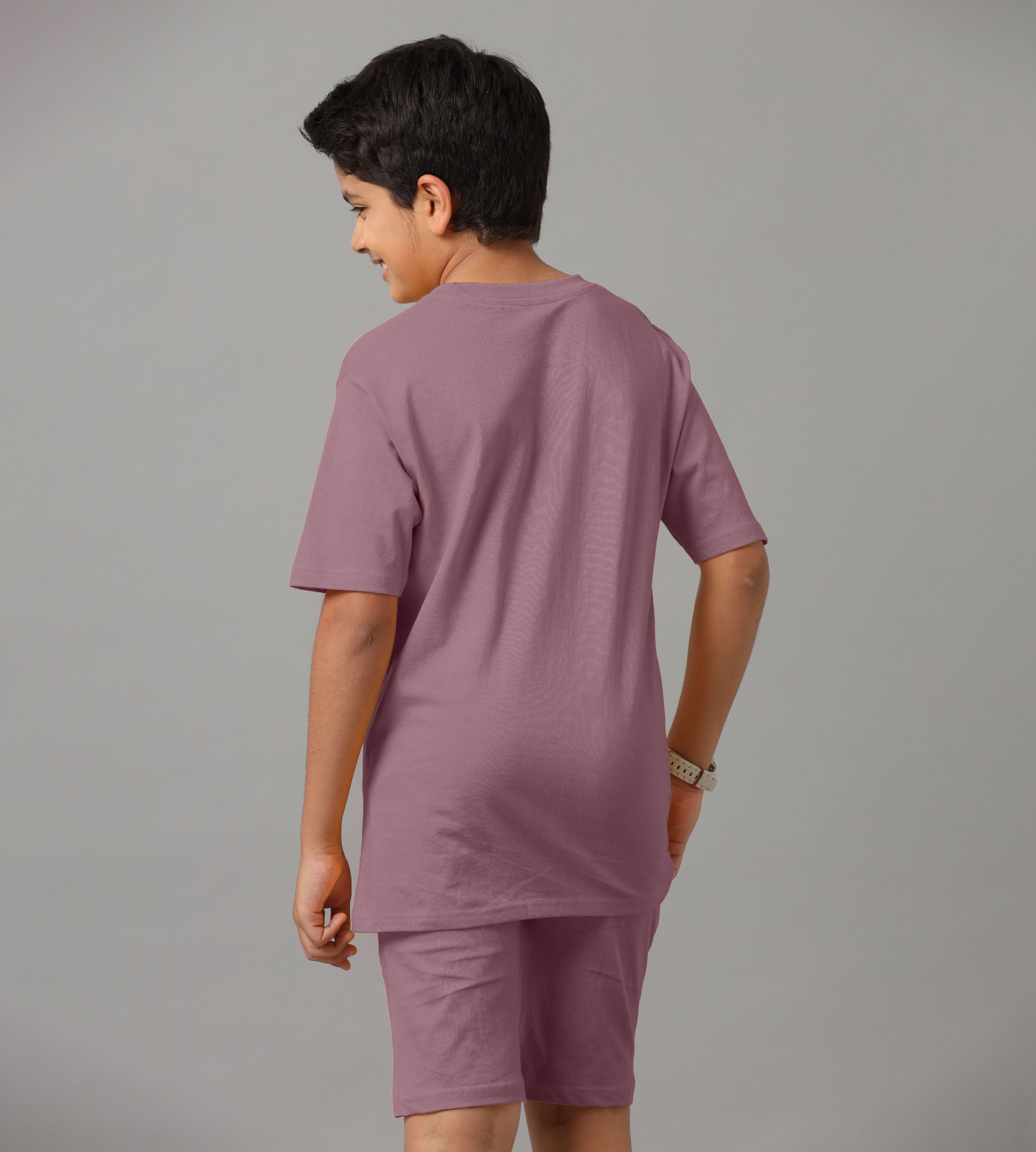 Boy's 100% Pure Cotton Premium Printed Onion Pink Tshirt and Shorts Set