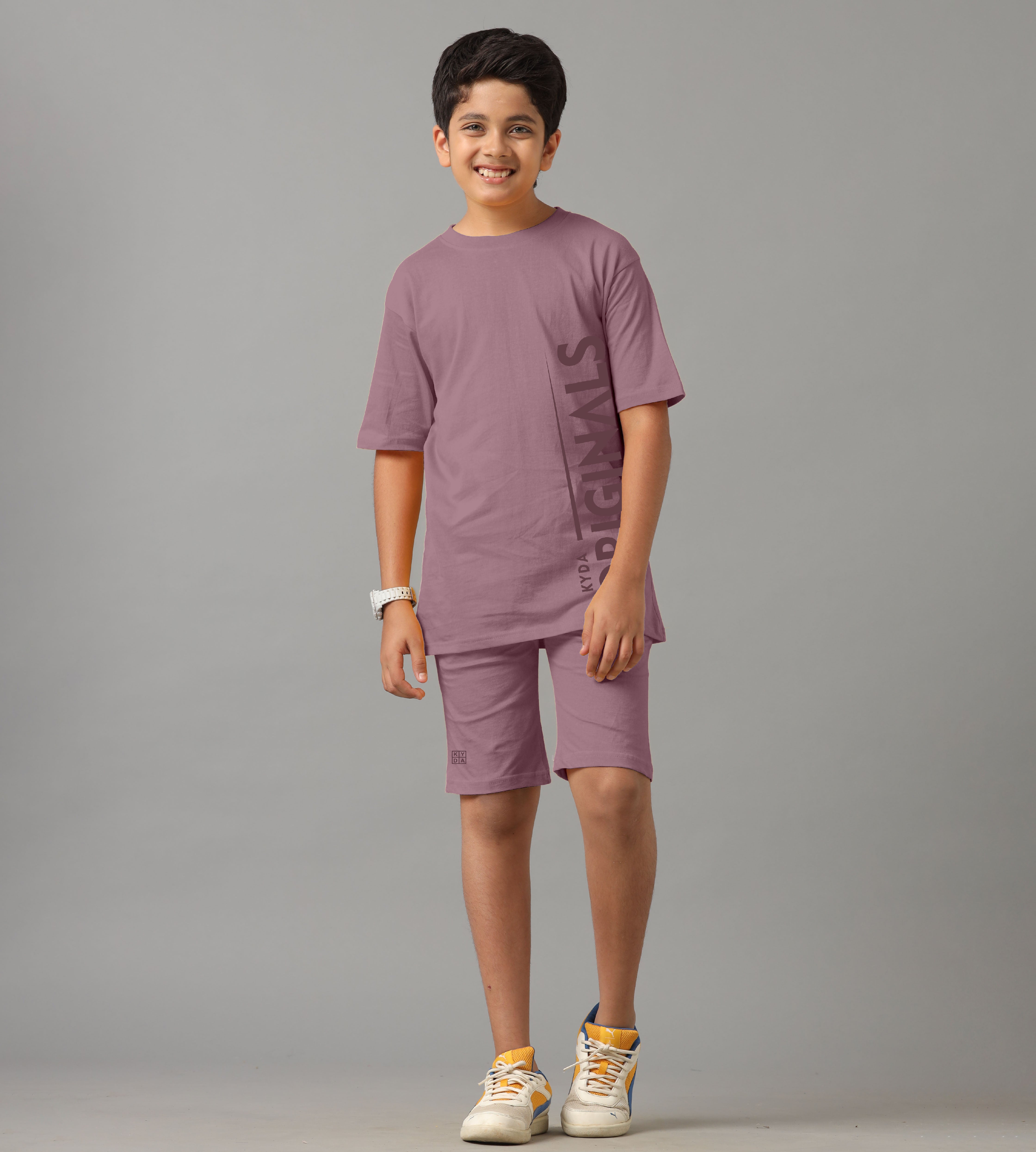 Boy's 100% Pure Cotton Premium Printed Onion Pink Tshirt and Shorts Set