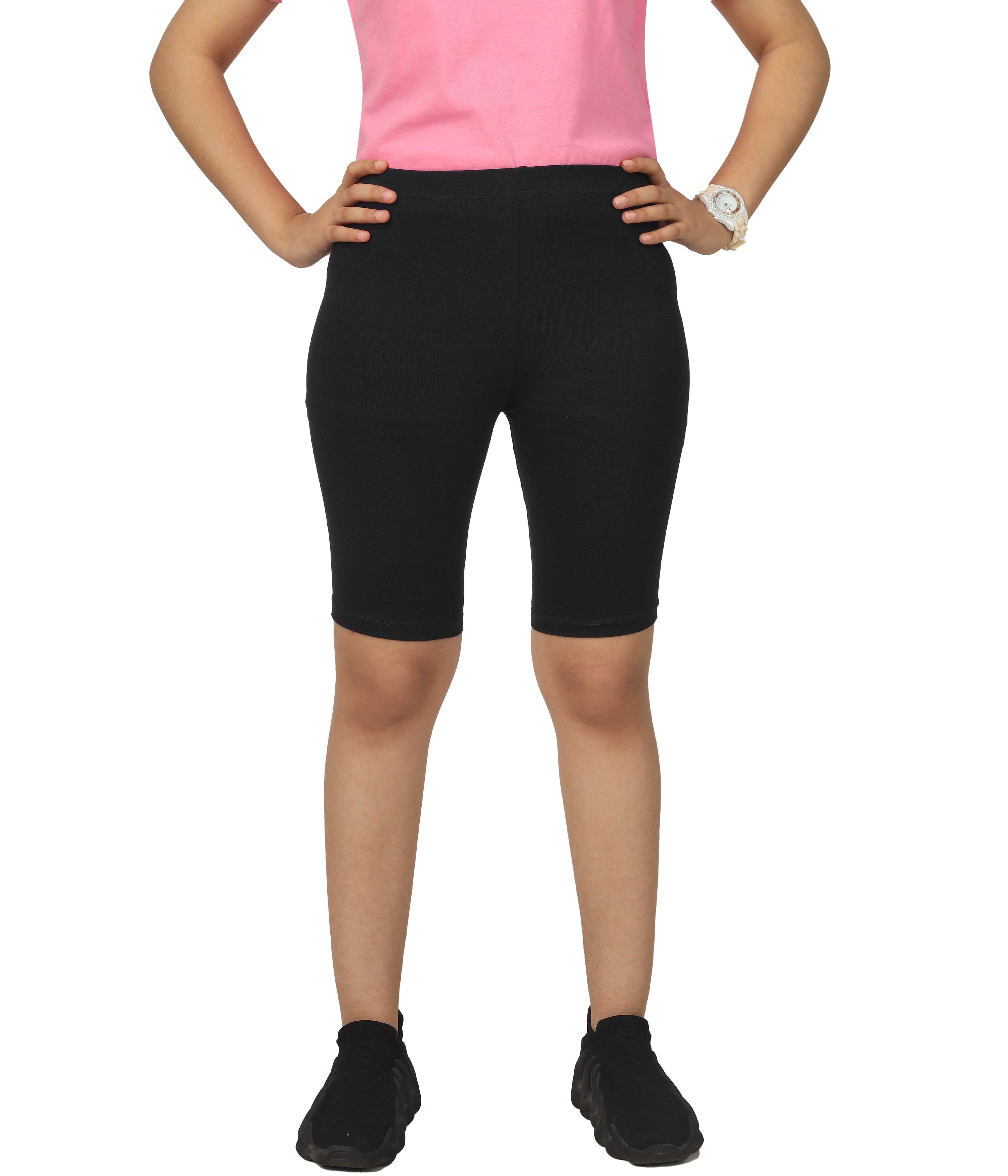Girl's-Stretchable Black Cycling Shorts