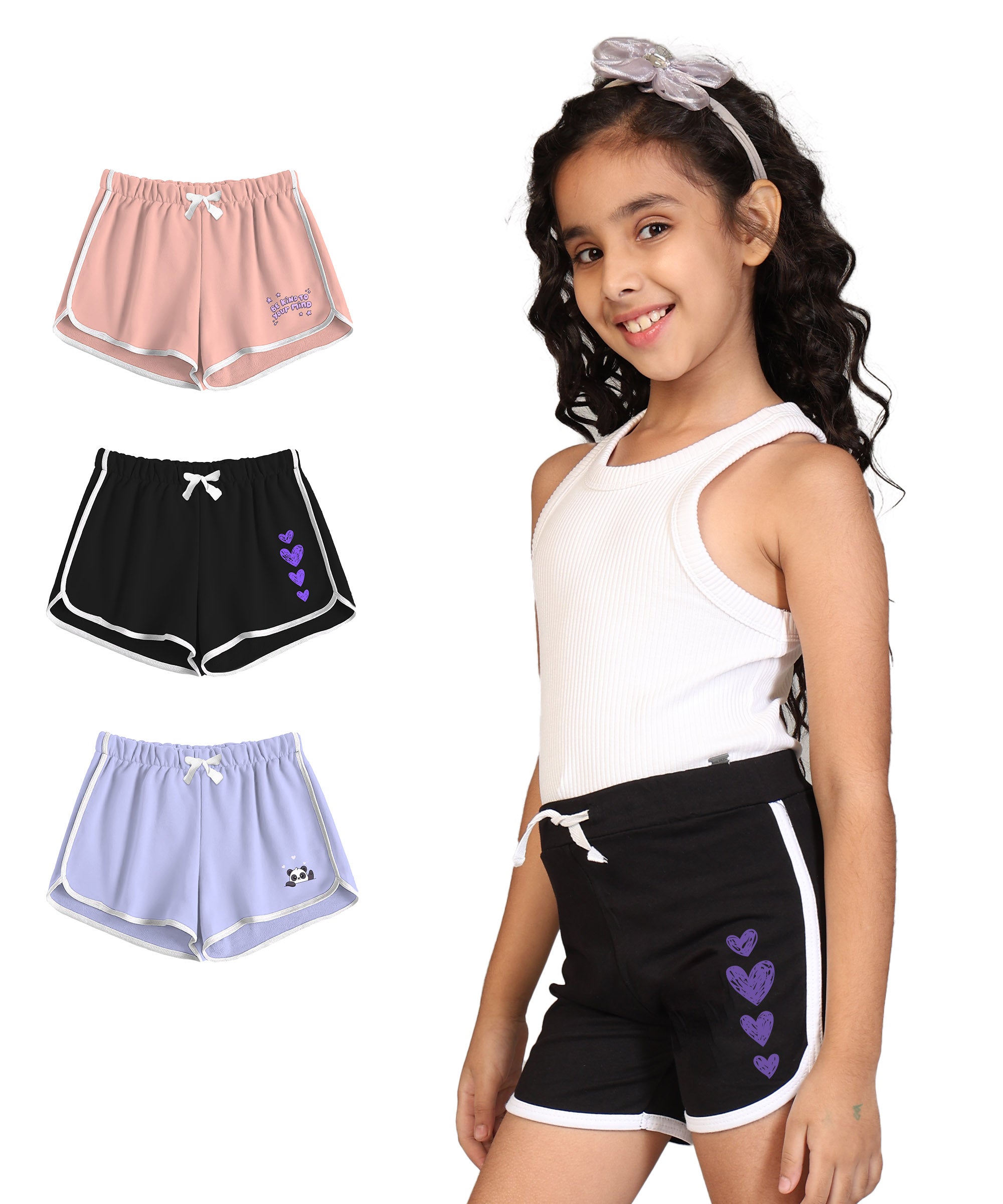 Girls Premium Printed Shorts (Pack of 3)