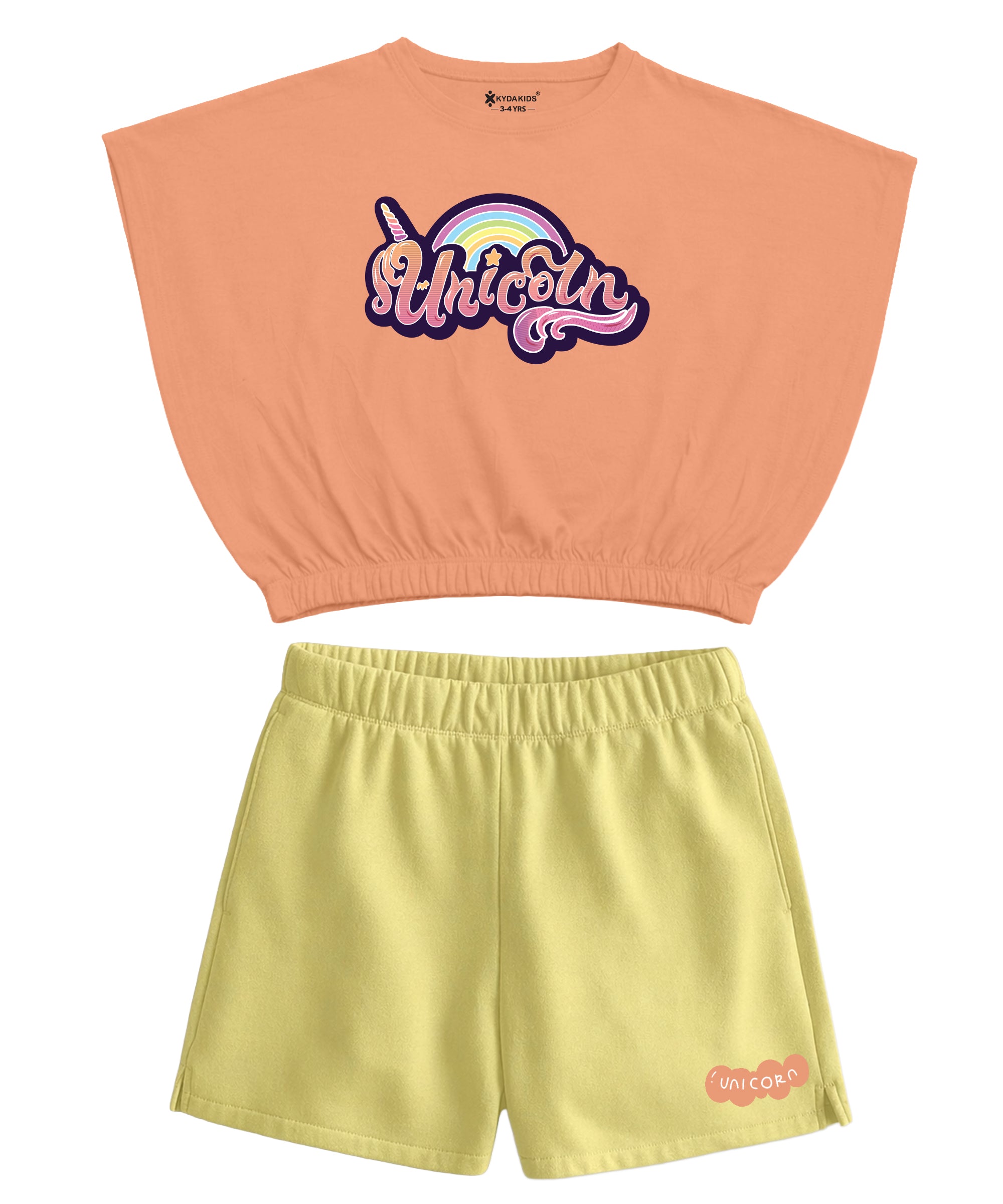 Girls  Cotton Printed Top & Shorts Co-Ord Set | Regular Fit