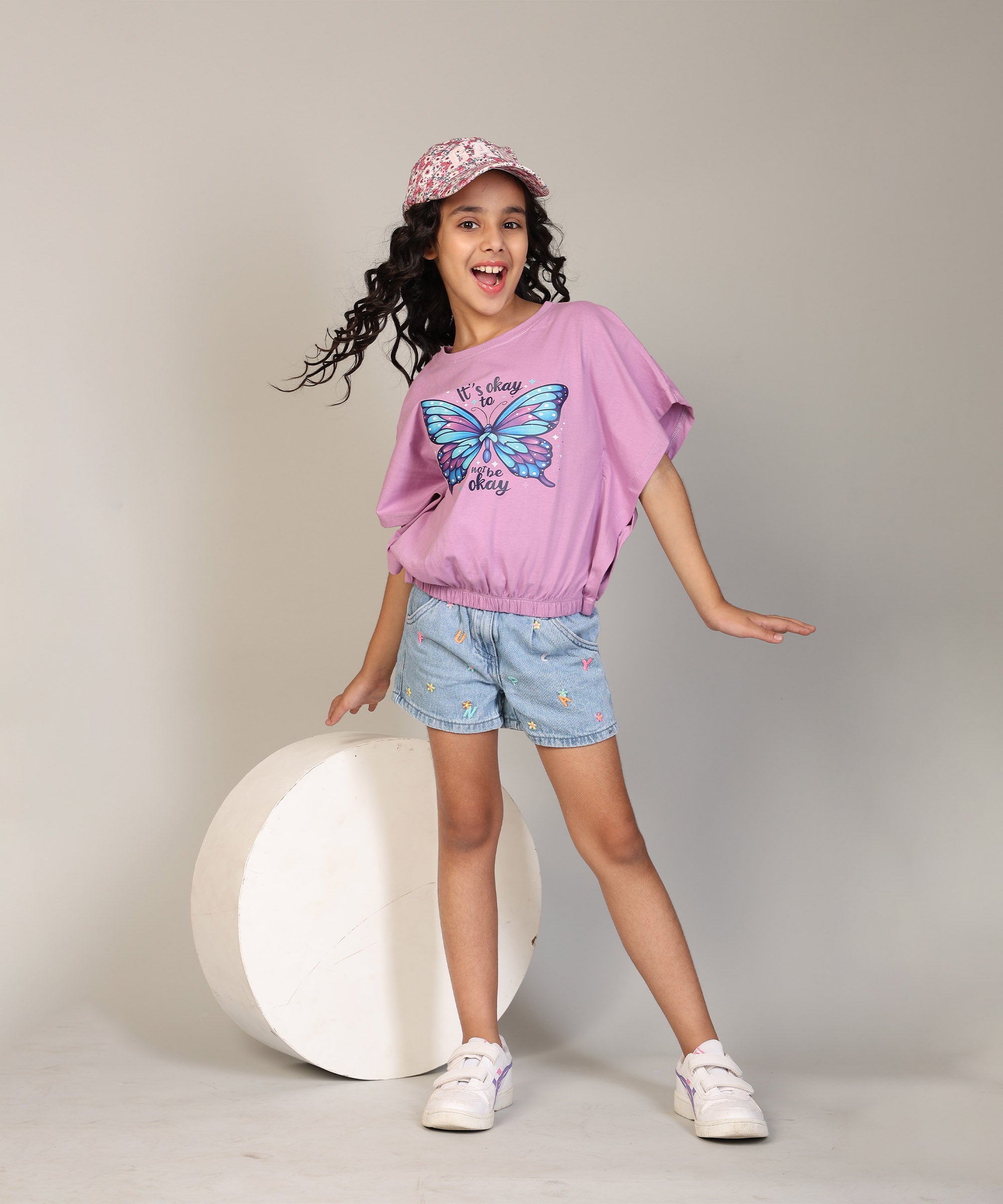 100% Cotton Crop top for Girls - Printed Half Sleeve Stylish T-shirt, Regular Fit Tops For Girls-Multicolor