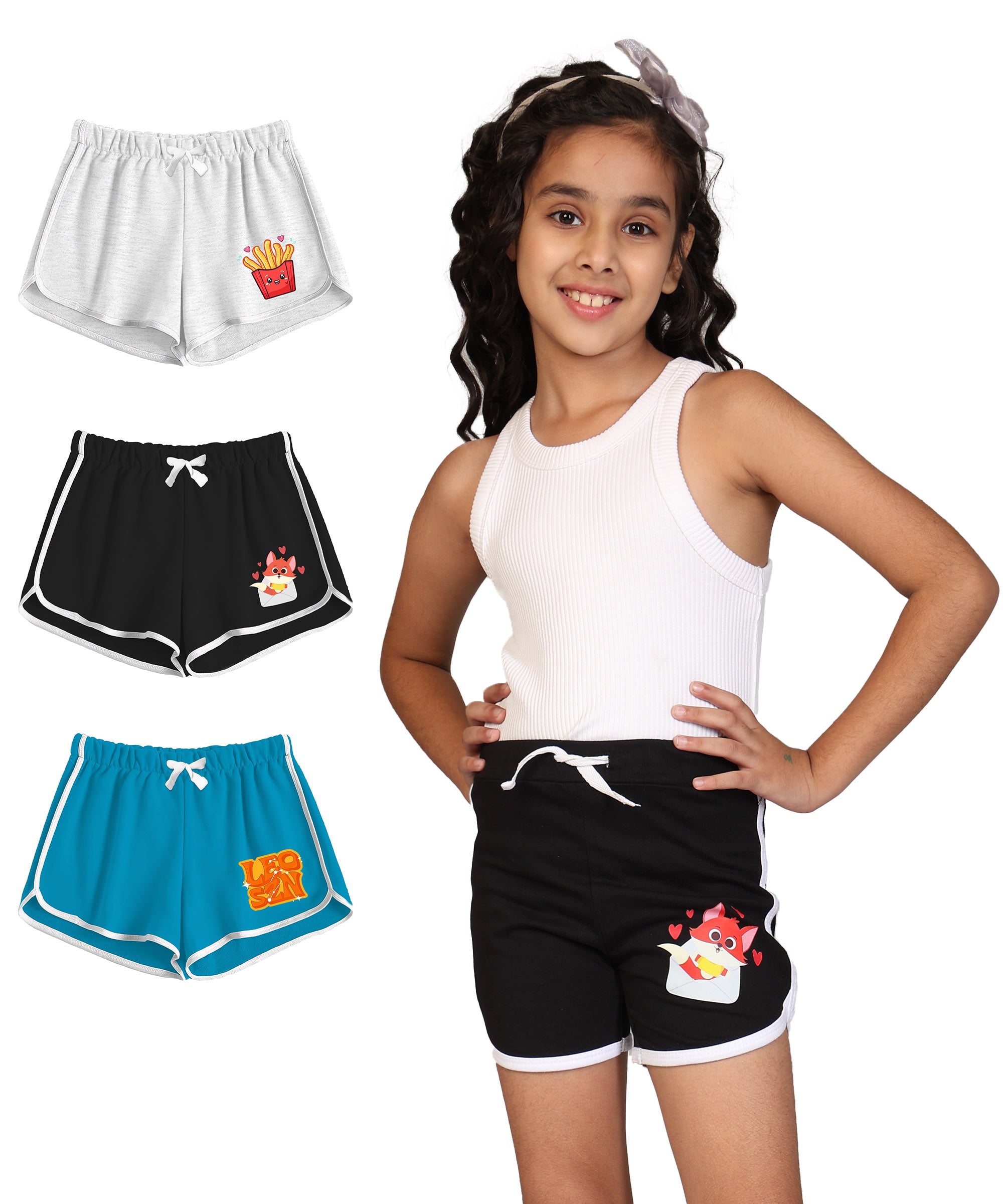 Girls Premium Printed Shorts (Pack of 3)