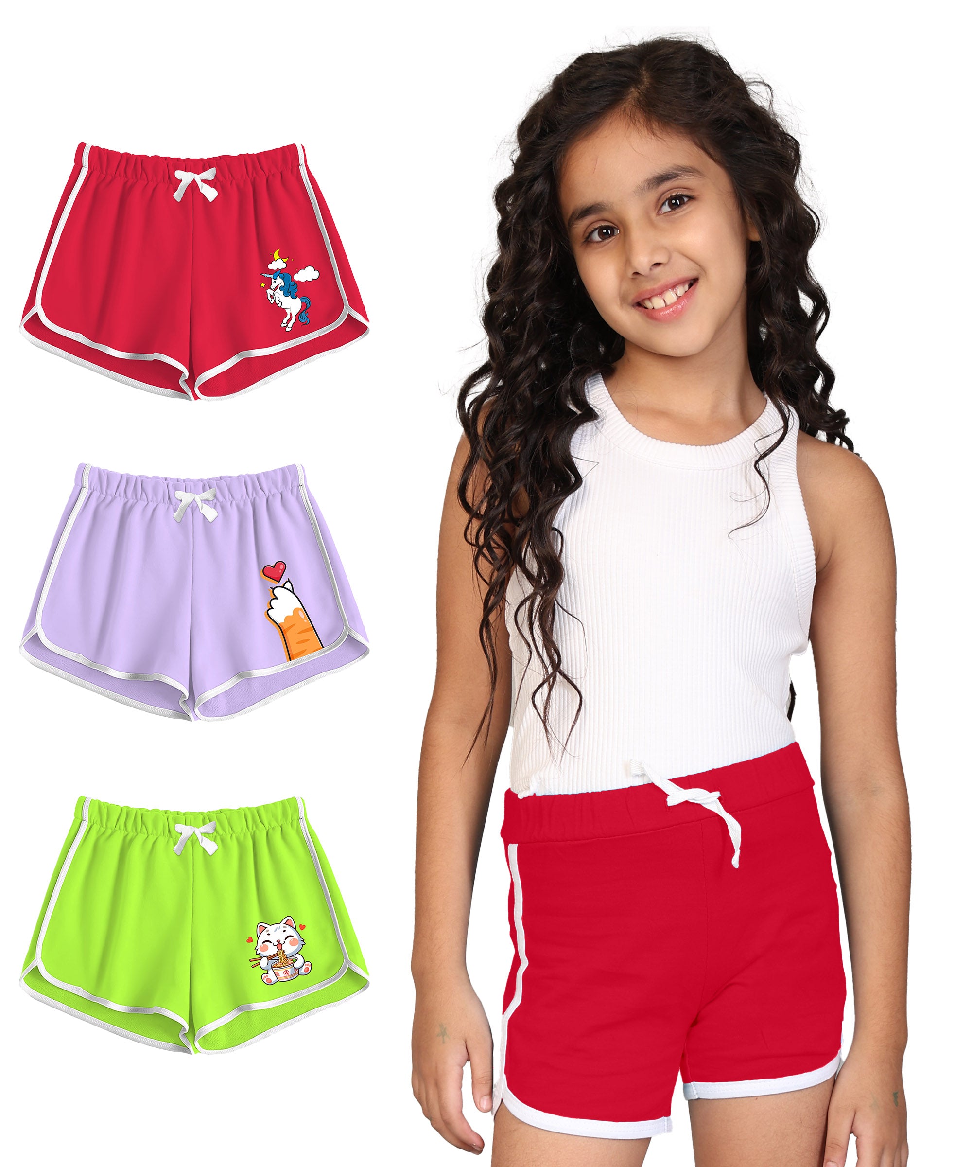 Girls Premium Printed Shorts (Pack of 3)