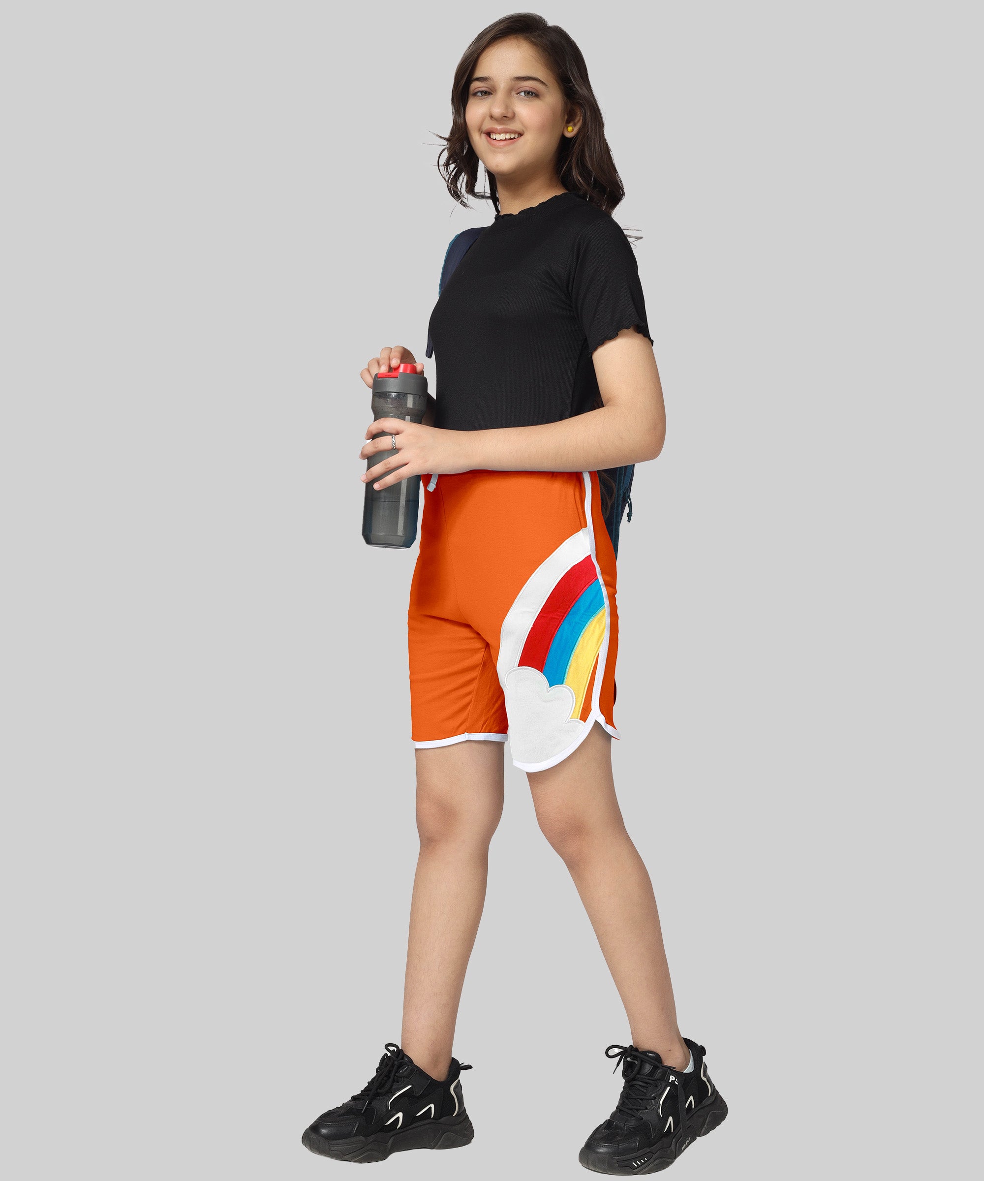 Girls Cotton  Attractive Rainbow Shorts C1 (Pack of 2)