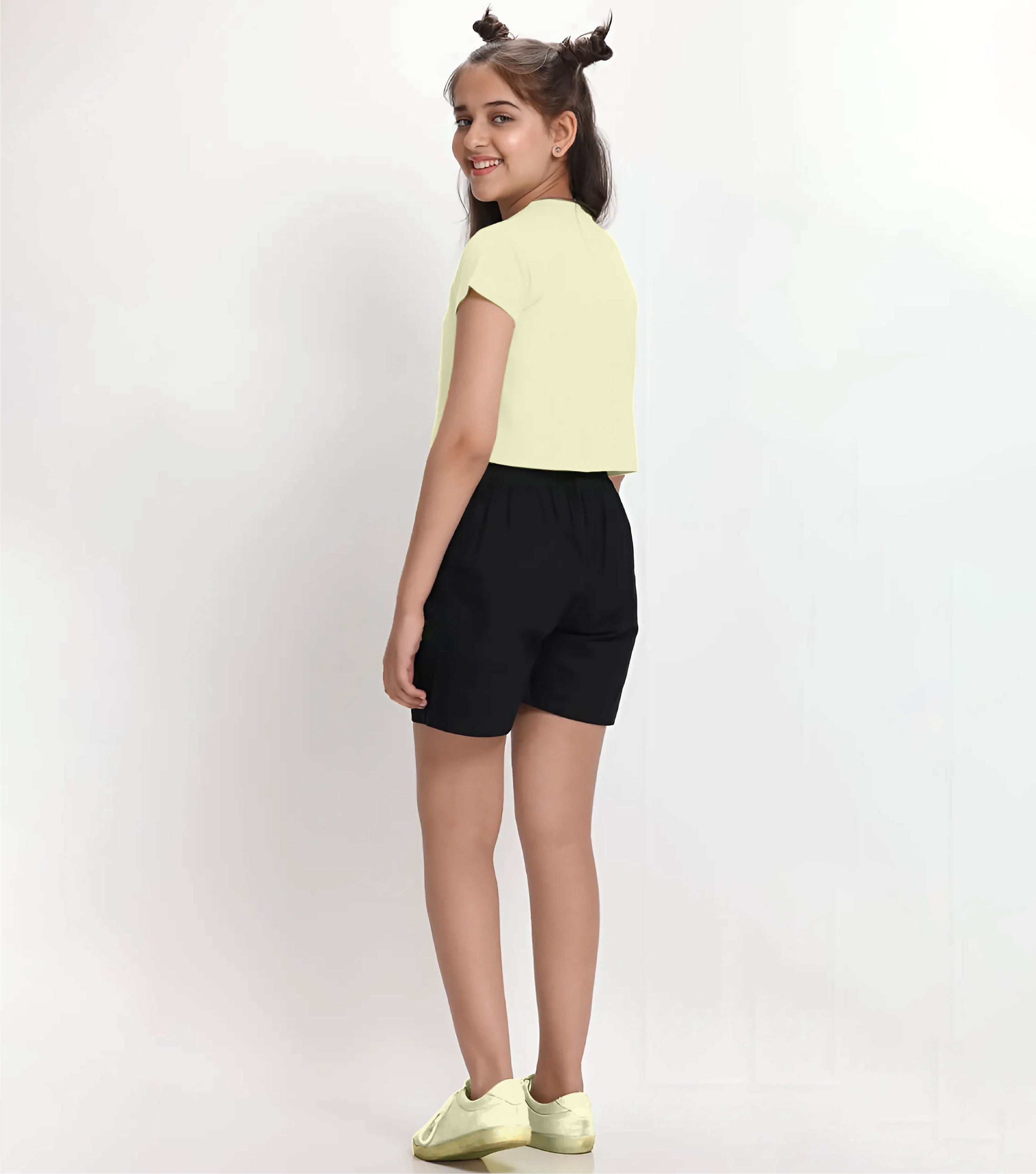 Girls  Cotton Crop top-Printed Half Sleeve Stylish T-shirt- Combo 2