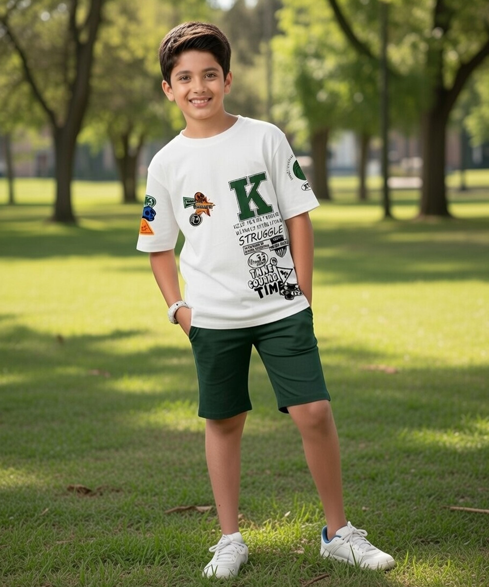 Graphic Print Oversized Co-ords | Green