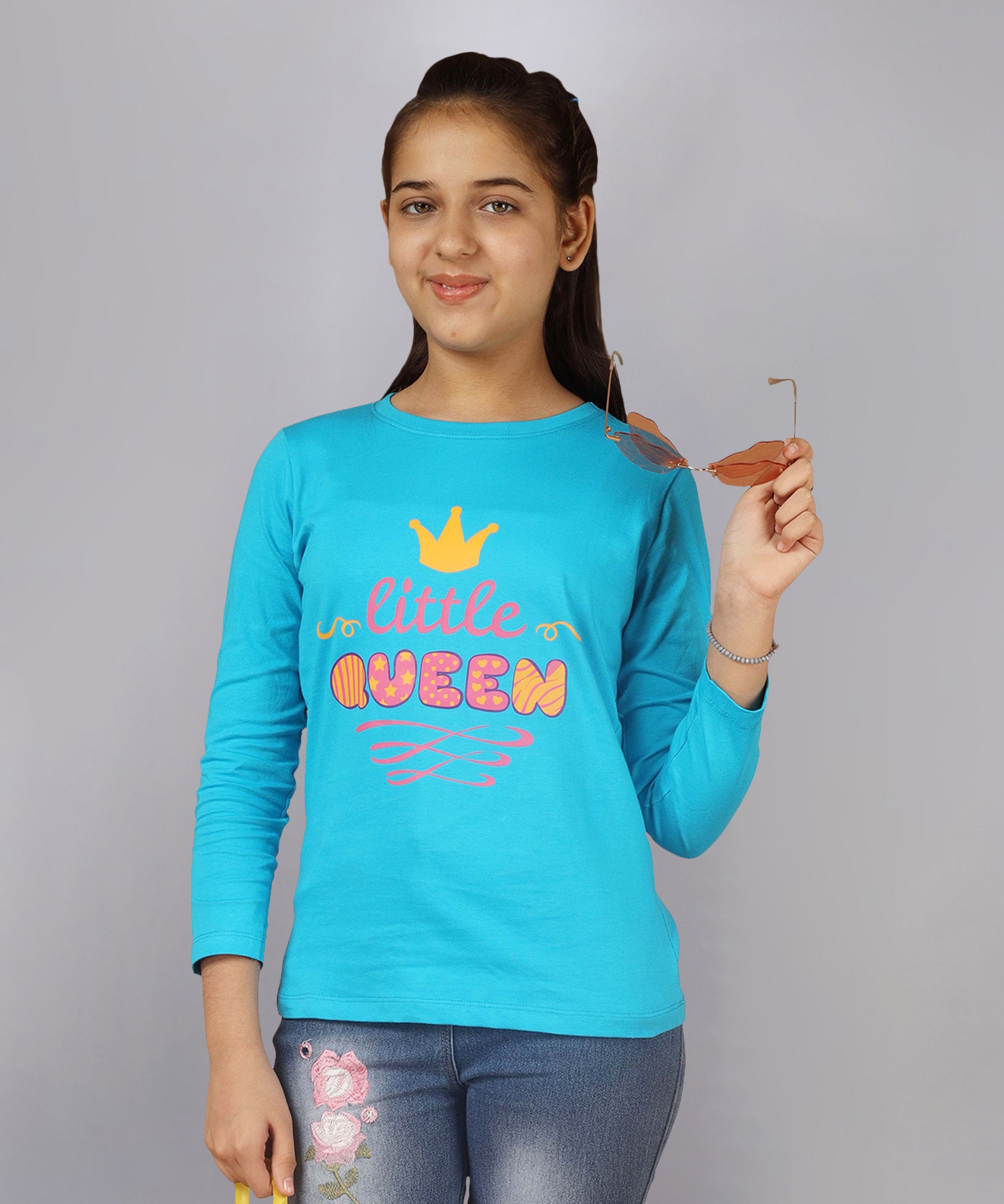 Girls Printed Full Sleeve Premium T-shirt(Pack of 3)