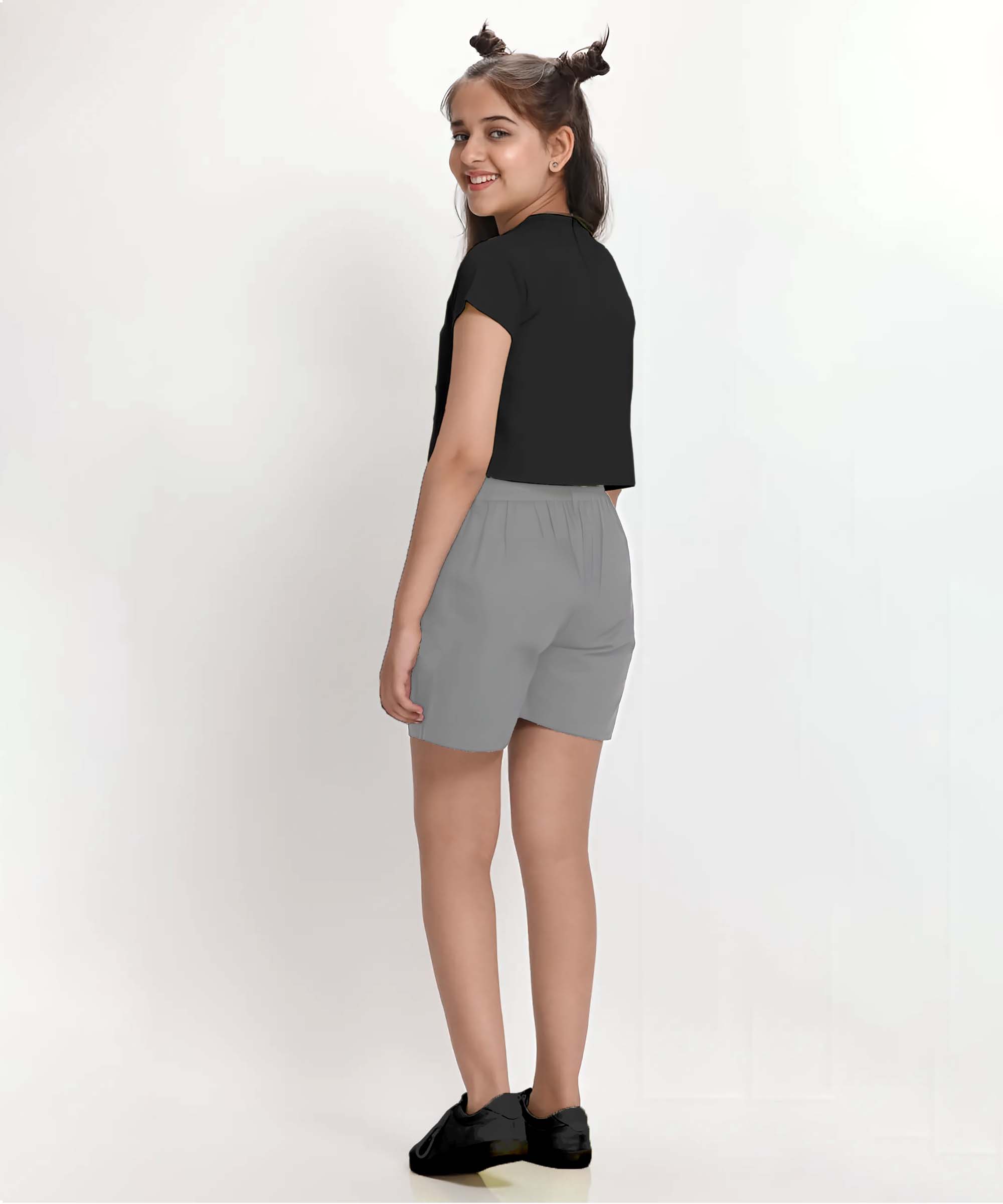 Girls  Cotton Crop top-Printed Half Sleeve Stylish T-shirt- Combo 4